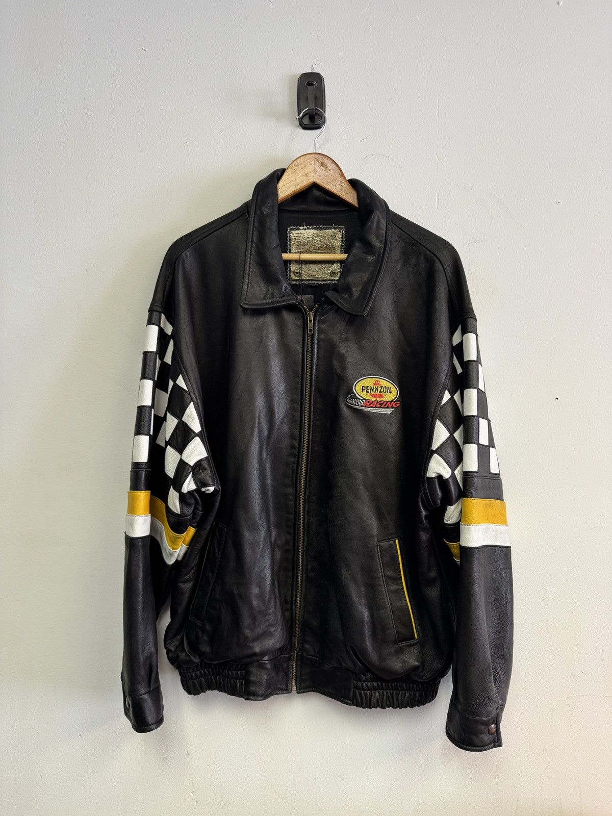 Vintage 90s Leather Pennzoil Racing Jacket Size US XL / EU 56 / 4 - 1 Thumbnail