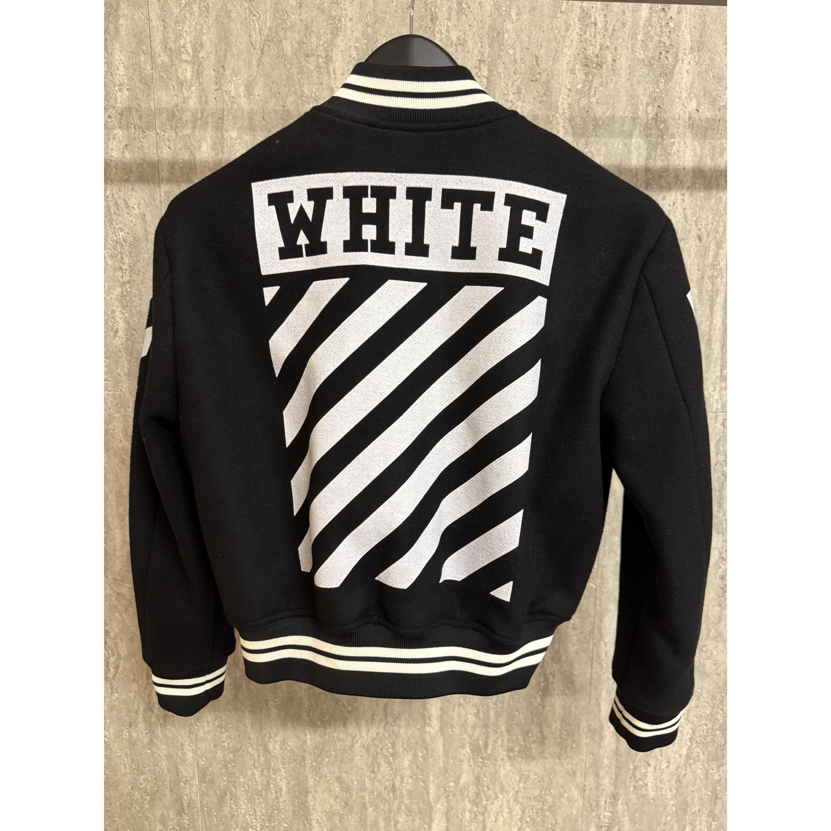 Off-White Off-White Black & White Striped Varsity Jacket S Virgin Wool Size S / US 4 / IT 40 - 8 Thumbnail