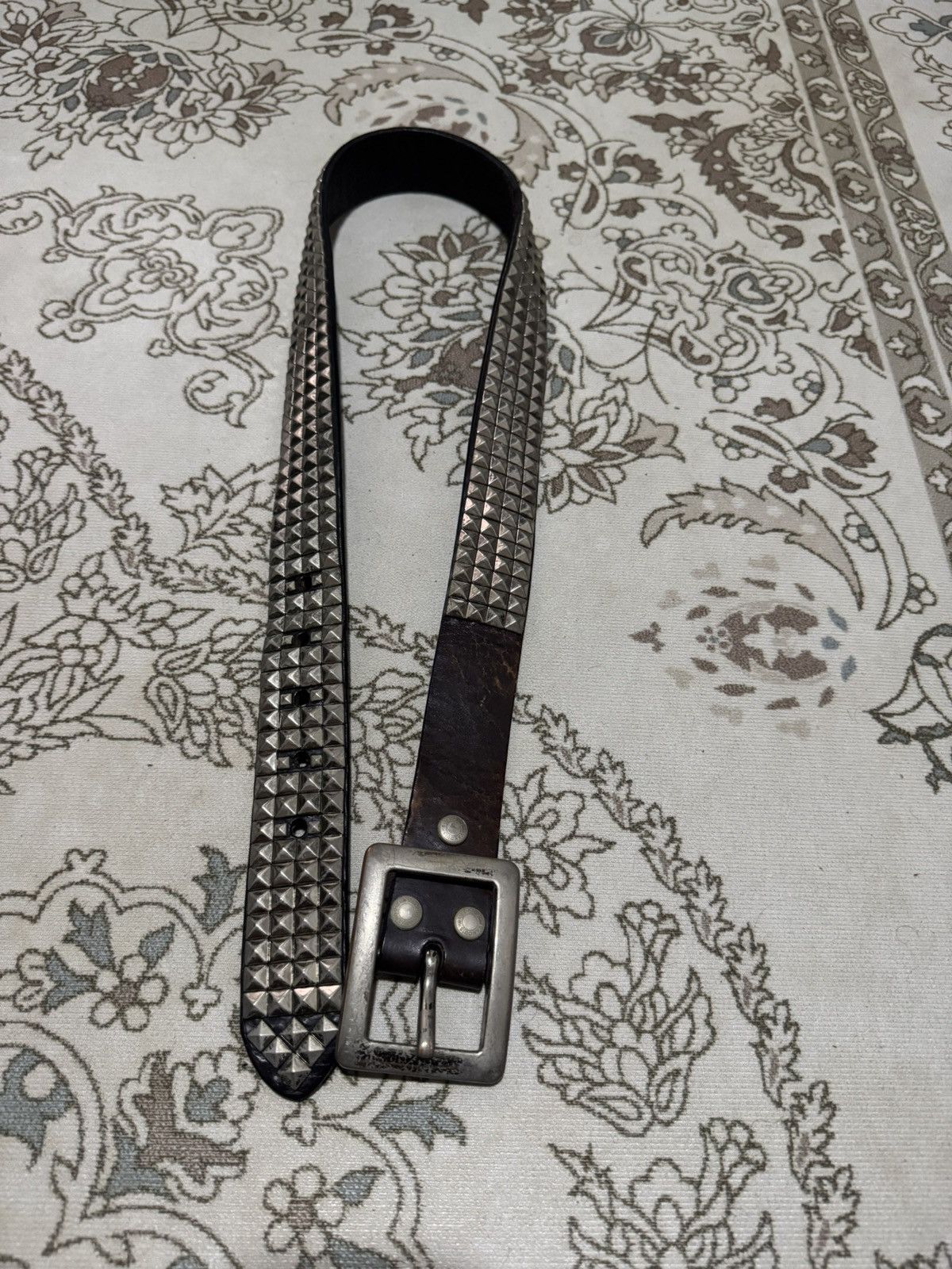 Vanquish Vtg 🇺🇸 Studded Spike Punk Three Way Leather Belt Size ONE SIZE - 2 Thumbnail