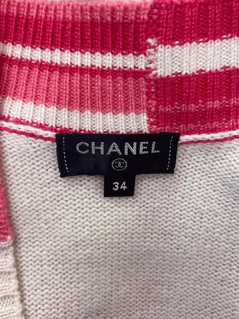 Chanel Chanel Red and white striped cashmere knitted cardigan coa Size XXS / US 00 / IT 34 - 4 Thumbnail