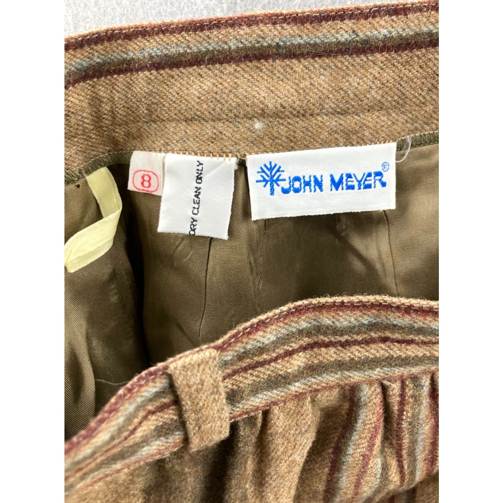 Vintage VINTAGE John Meyer Skirt Womens 8 Striped Wool Blend Midi Wool Polyester Brown Striped 90s Style Pleated Midi Womens 8 Grey Brown Womens Size 30" / US 8 / IT 44 - 6 Thumbnail