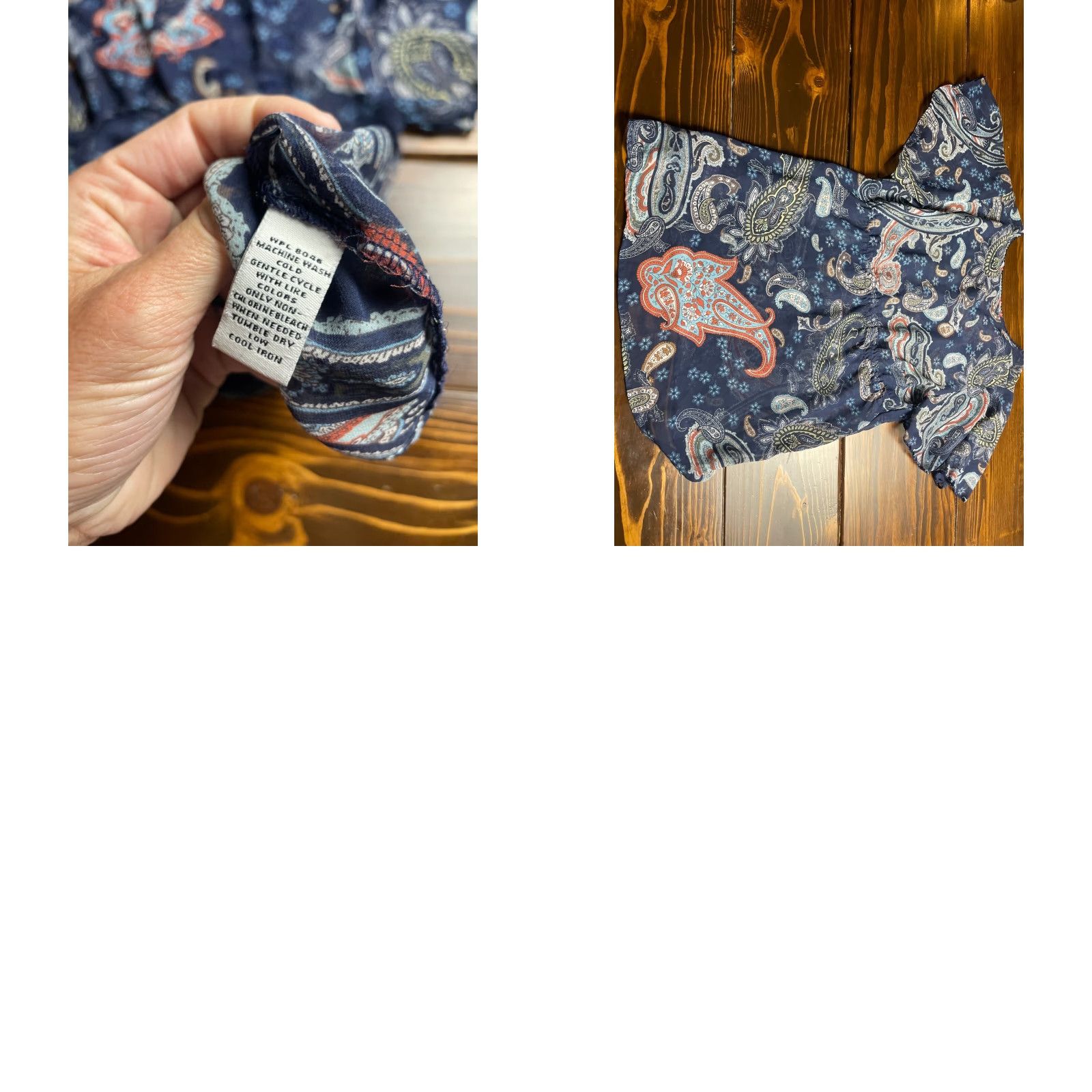 Vintage Style&Co. Blouse Blue Pasley Round Neck Short Sleeve Embroider Semi Sheer Size 4 Women, Casual, Regular, Basic Size S / US 4 / IT 40 - 8 Thumbnail