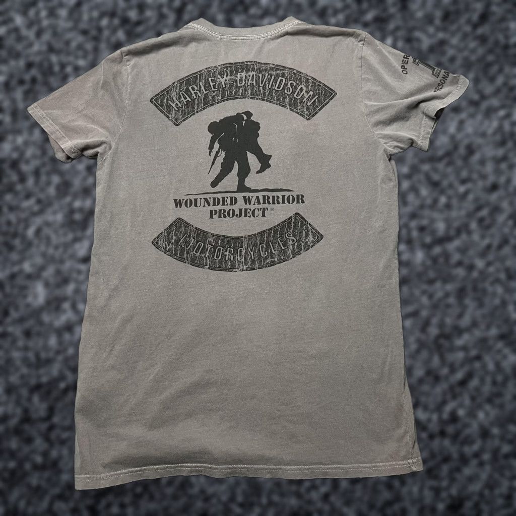 Harley Davidson Harley-Davidson Shirt Mens Medium Gray Wounded Warrior Project Operation Freedom USA Graphic Print Crew Neck Short Sleeve T-Shirt Size US M / EU 48-50 / 2 - 1 Thumbnail