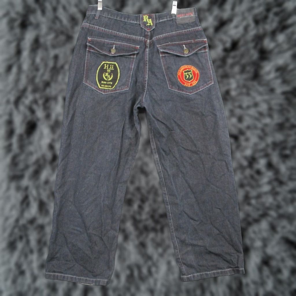 Vintage VINTAGE Red Ape Baggy Jeans 36 Dark Grey Embroidered 90s Grunge Hip Hop RARE Mens Jeans Size US 36 / EU 52 - 1 Thumbnail