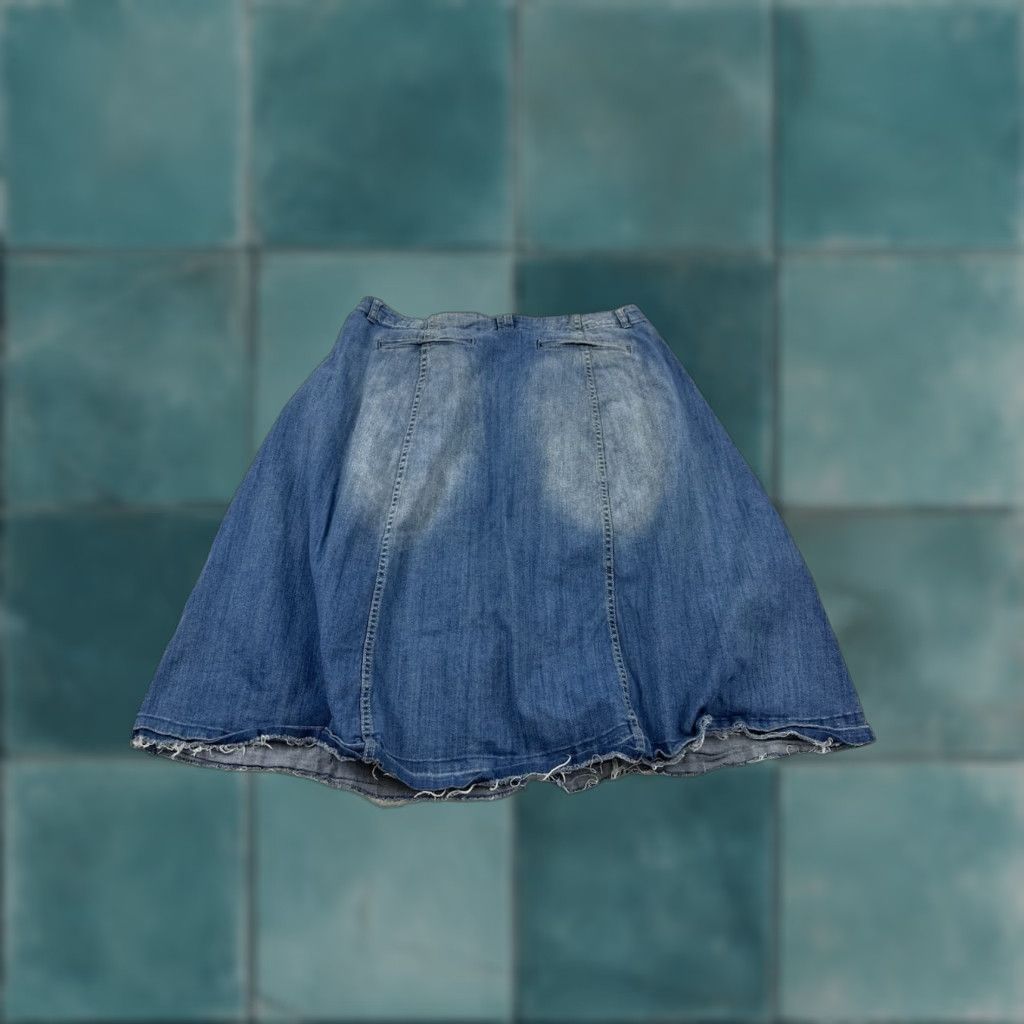 Vintage Lane Bryant Skirt Women’s 18 Blue Denim Front Zip A-Line Knee Length Plus Stretch Pockets Vendors? (Wait) Size 40" / US 18 - 1 Thumbnail