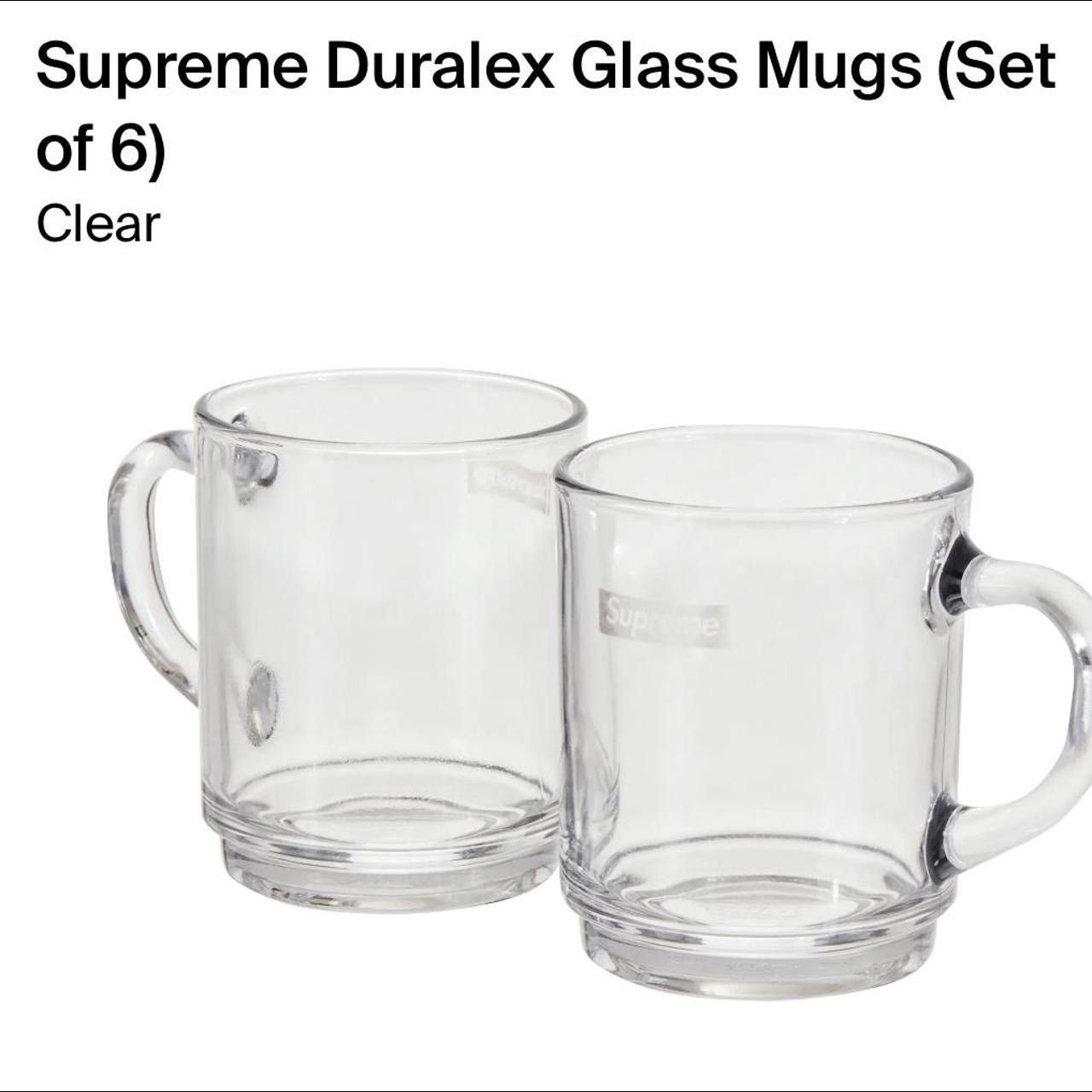 image of Supreme Duralex Glass Mugs (Set Of 6) in Transparent White, Men's