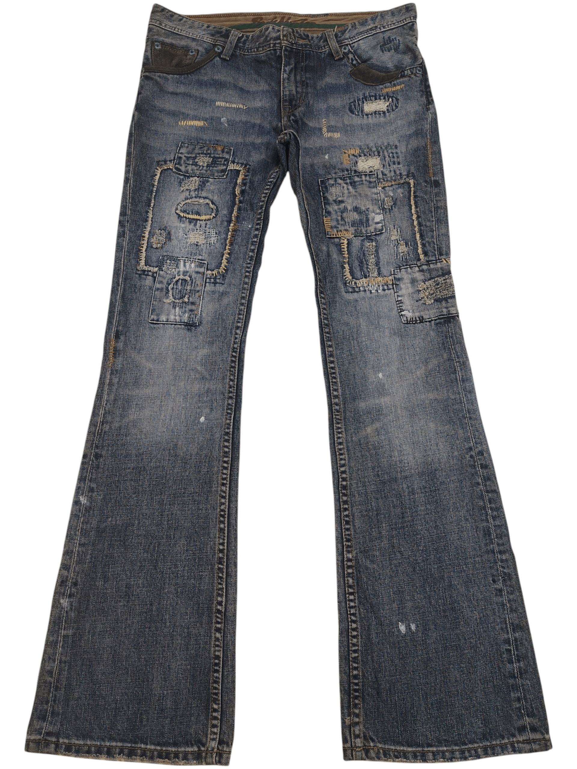 Undercover Rare!!! Back Number Patchwork Boro Flared Jeans Distressed Size US 32 / EU 48 - 1 Thumbnail
