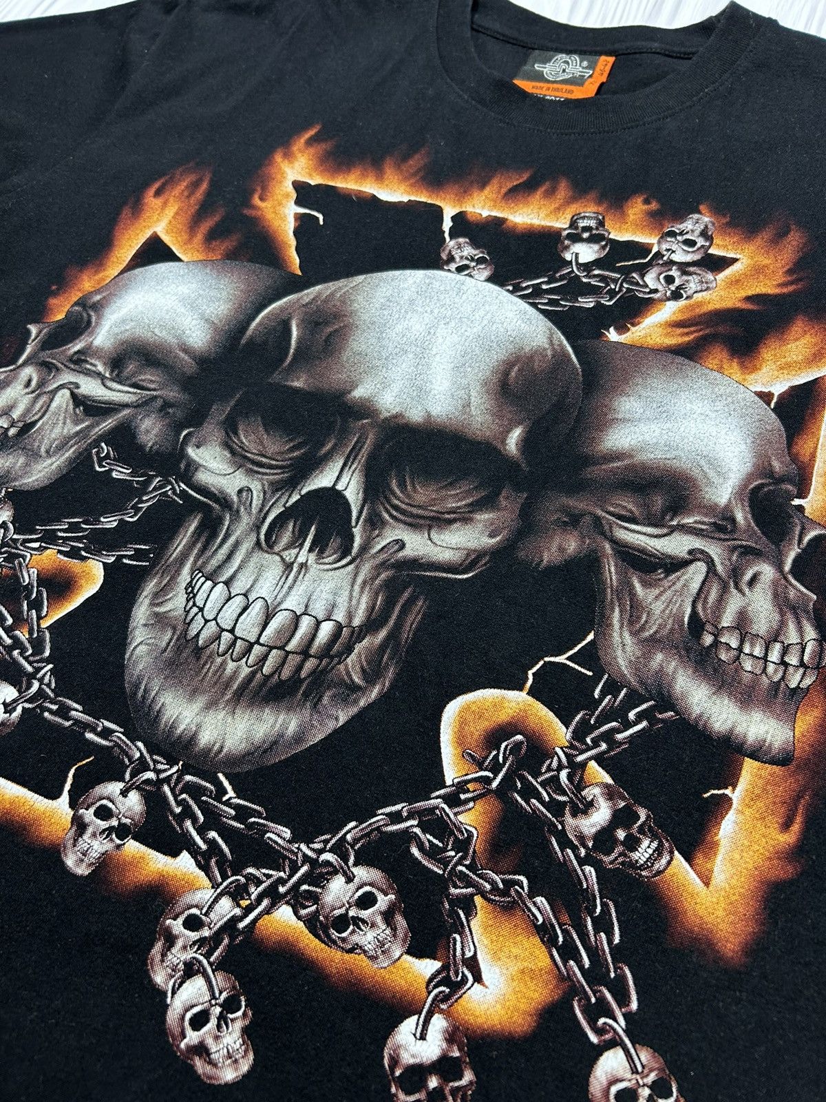 West Coast Choppers Vintage Skull like Choppers Fire Graphic T-Shirt Size US XL / EU 56 / 4 - 6 Thumbnail