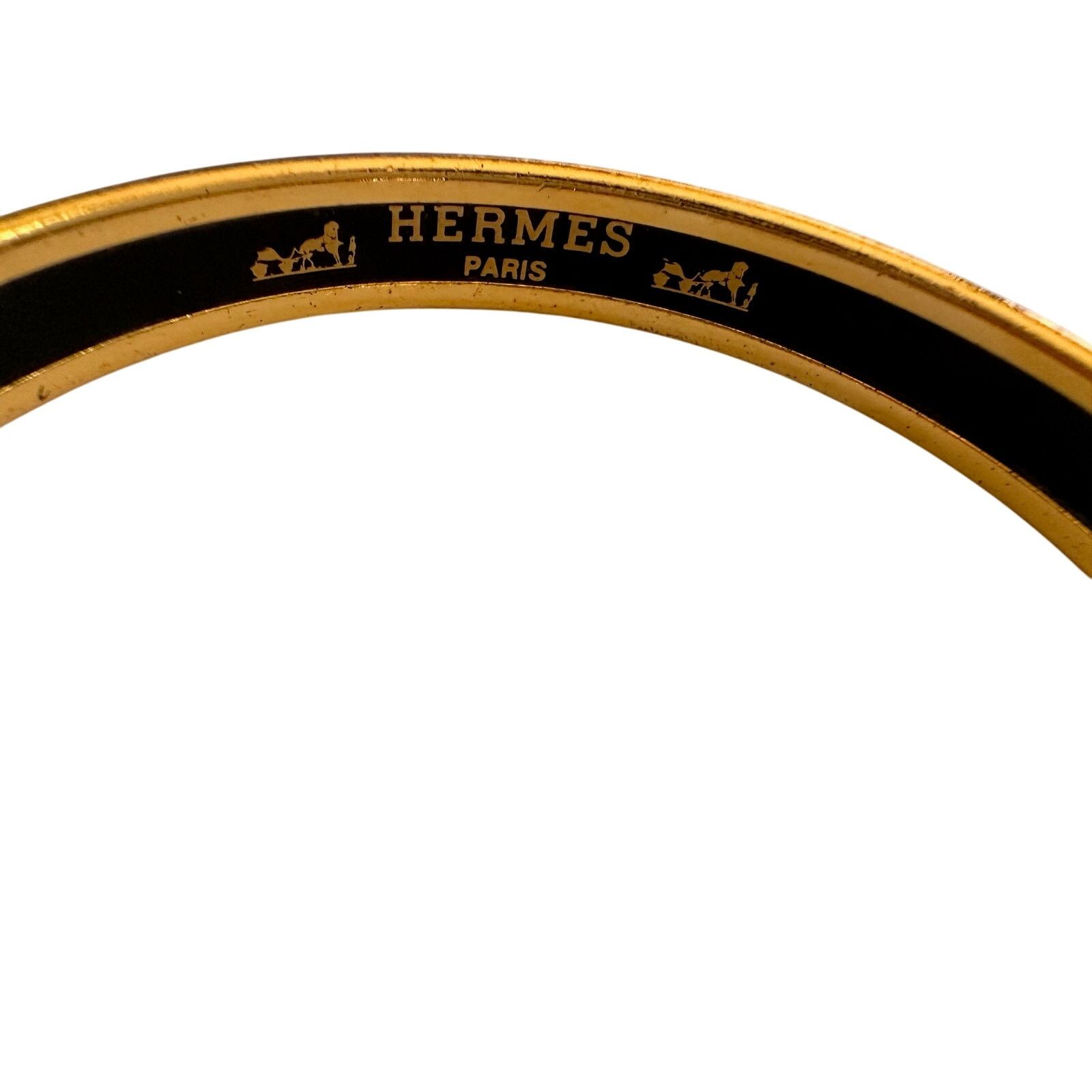 Hermes Hermès Belt Motif Enamel and Gold Plate Bangle Bracelet Size ONE SIZE - 3 Thumbnail