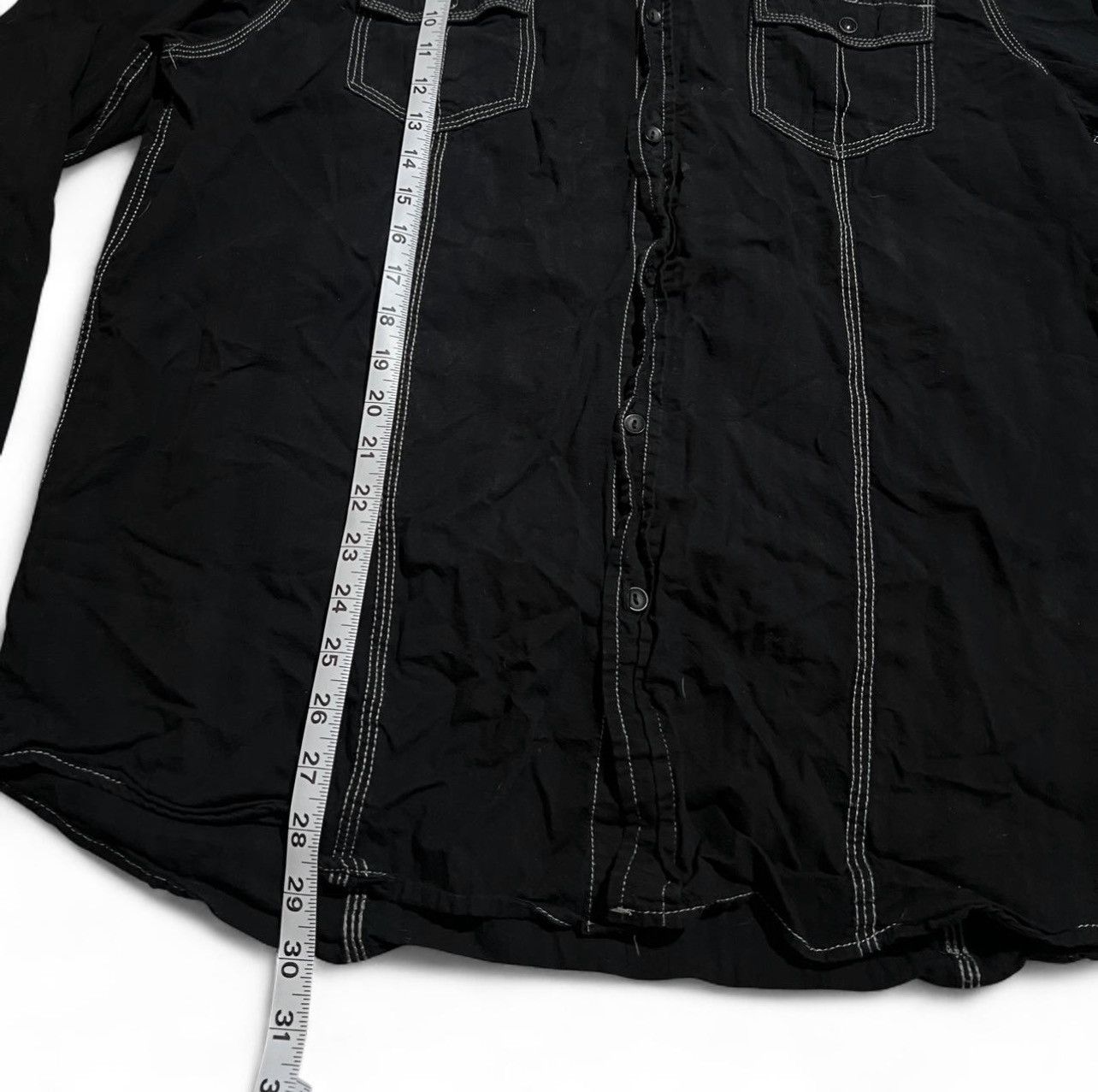 Other Black Machine embroidered button up shirt contrast stitching Size US XXL / EU 58 / 5 - 6 Thumbnail
