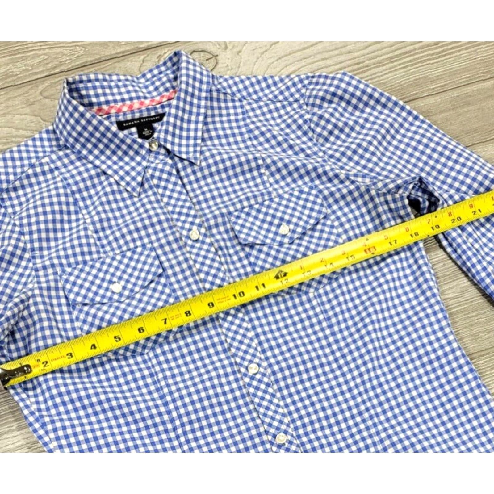 Banana Republic Banana Republic Plaid Button-Up Western Shirt Women M Blue 100% Cotton Pockets Basic Casual 4-Pocket Western Shirt Womens M Banana Republic Size M / US 6-8 / IT 42-44 - 7 Thumbnail