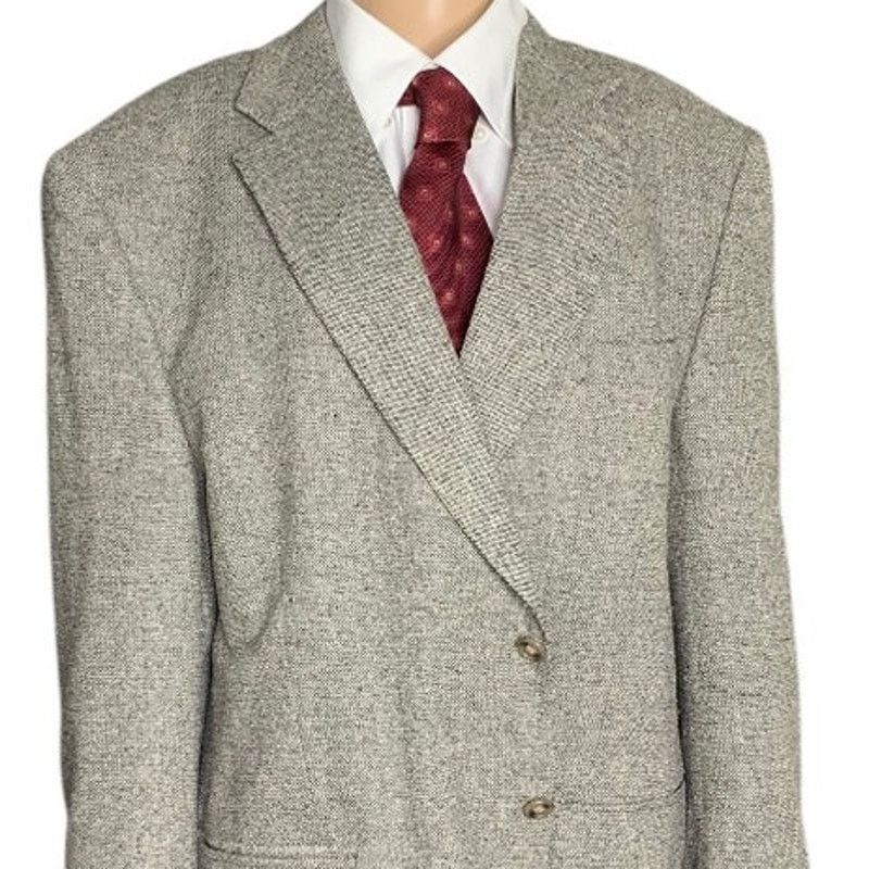 Bert Pulitzer Bert Pulitzer Men 46R Gray 100% SILK Sport Coat Tweed Blazer Size 46R - 11 Thumbnail