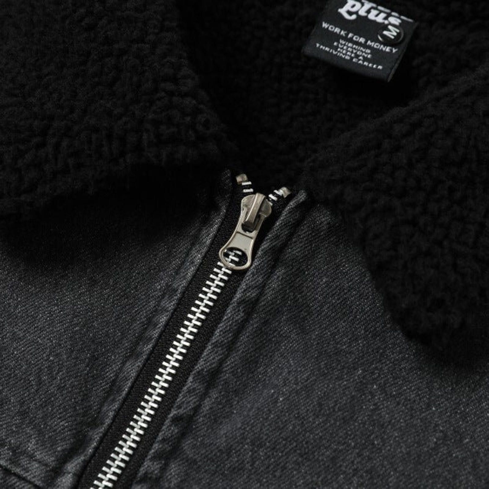 Japanese Brand Black Sherpa Collar Denim Jacket, Relaxed Fit Outerwear Size US M / EU 48-50 / 2 - 2 Thumbnail