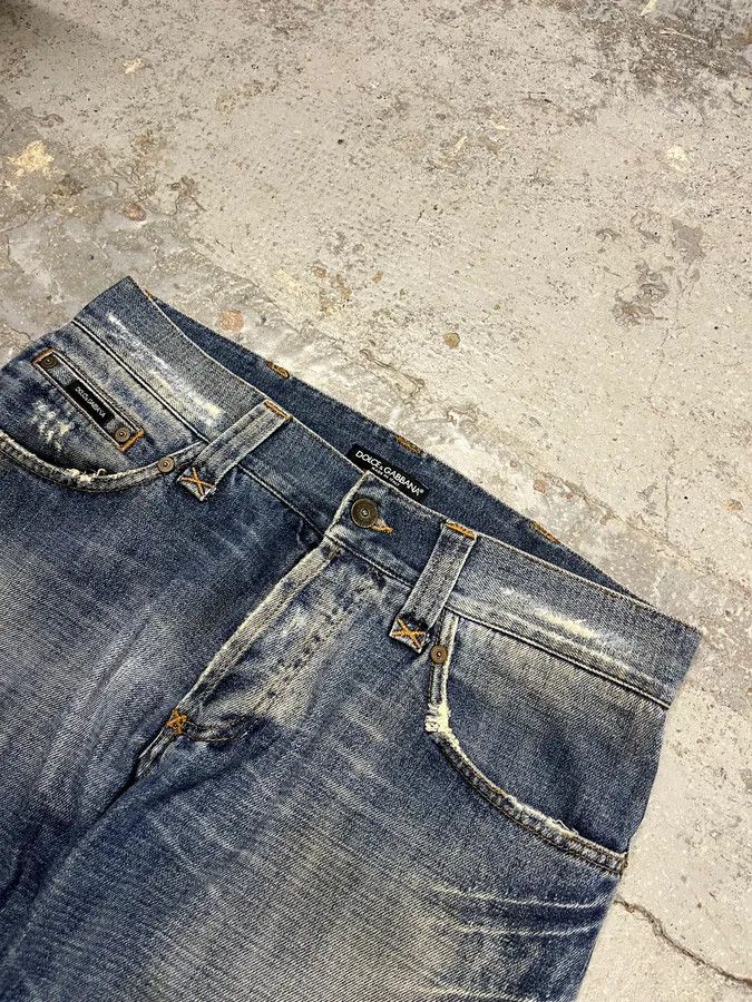 Dolce & Gabbana 2000s Dolce & Gabbana Distressed Blue Denim Jeans Size US 32 / EU 48 - 6 Thumbnail