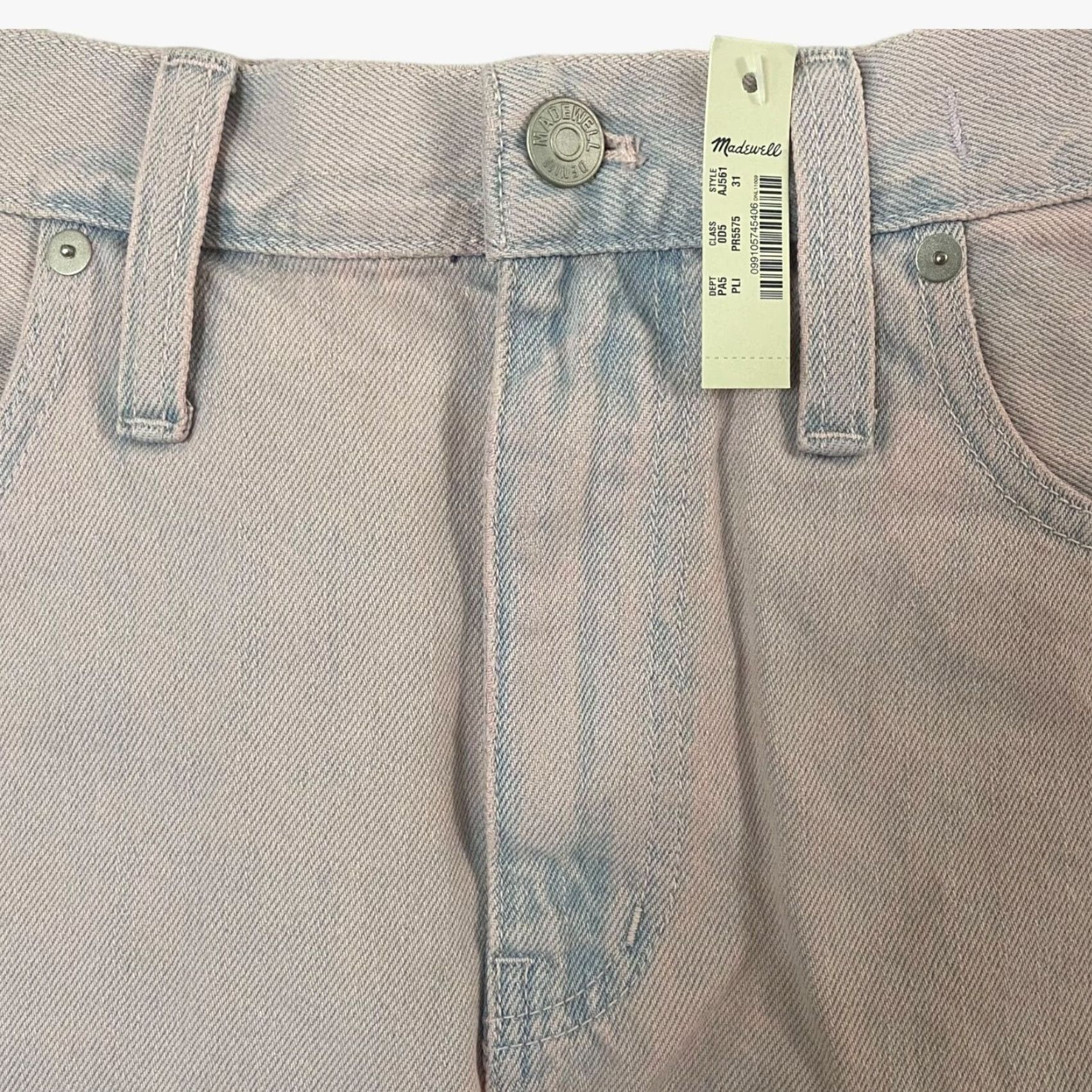 Madewell Madewell Rigid Denim A-Line Mini Skirt Size 31 Pink Raw Hem Overdyed Edition New Size 24" / US 00 / IT 34 - 5 Thumbnail
