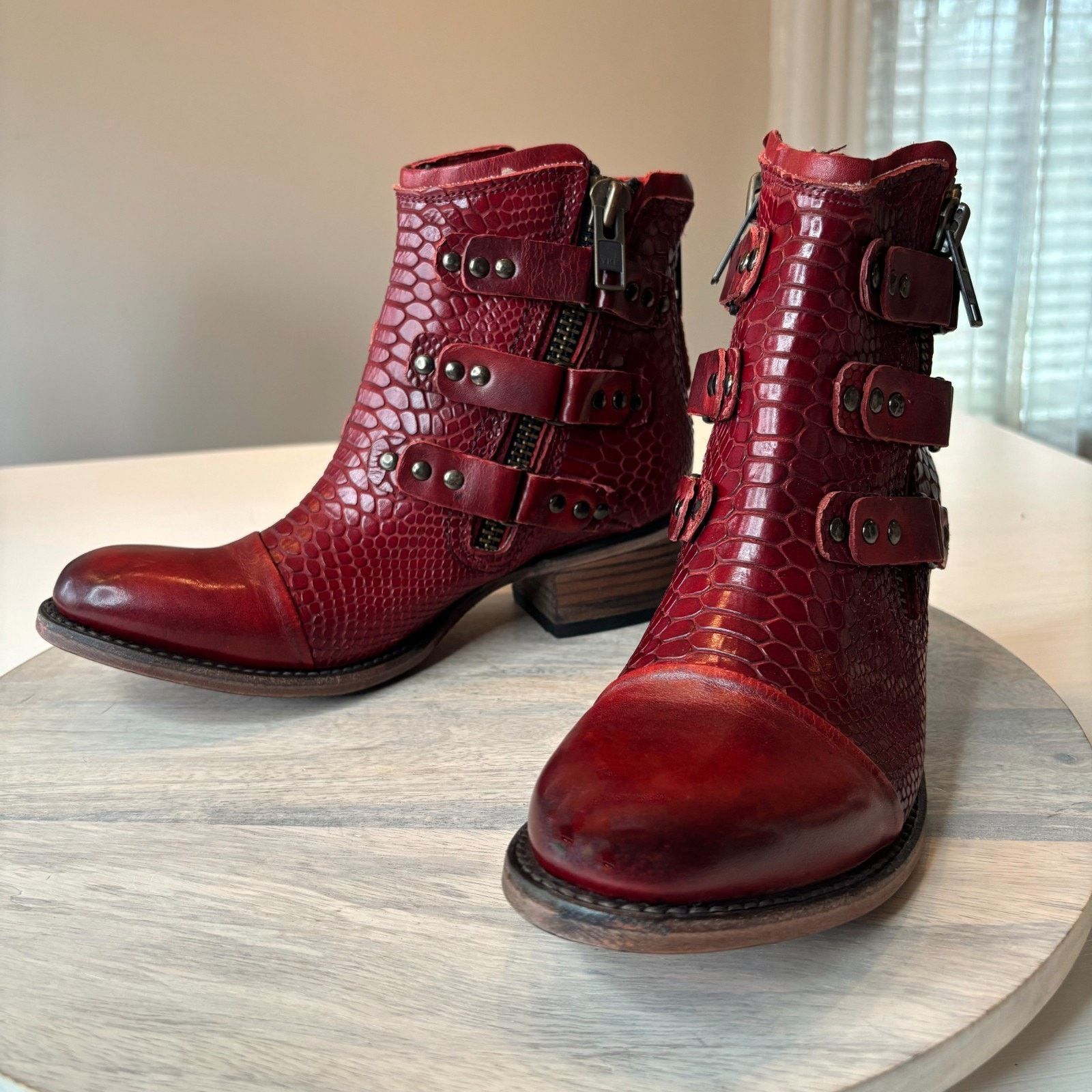 FREEBIRD Freebird Grecko Boots Sz 8 Red Croc Snake Leather Boots Size US 8 / IT 38 - 3 Thumbnail
