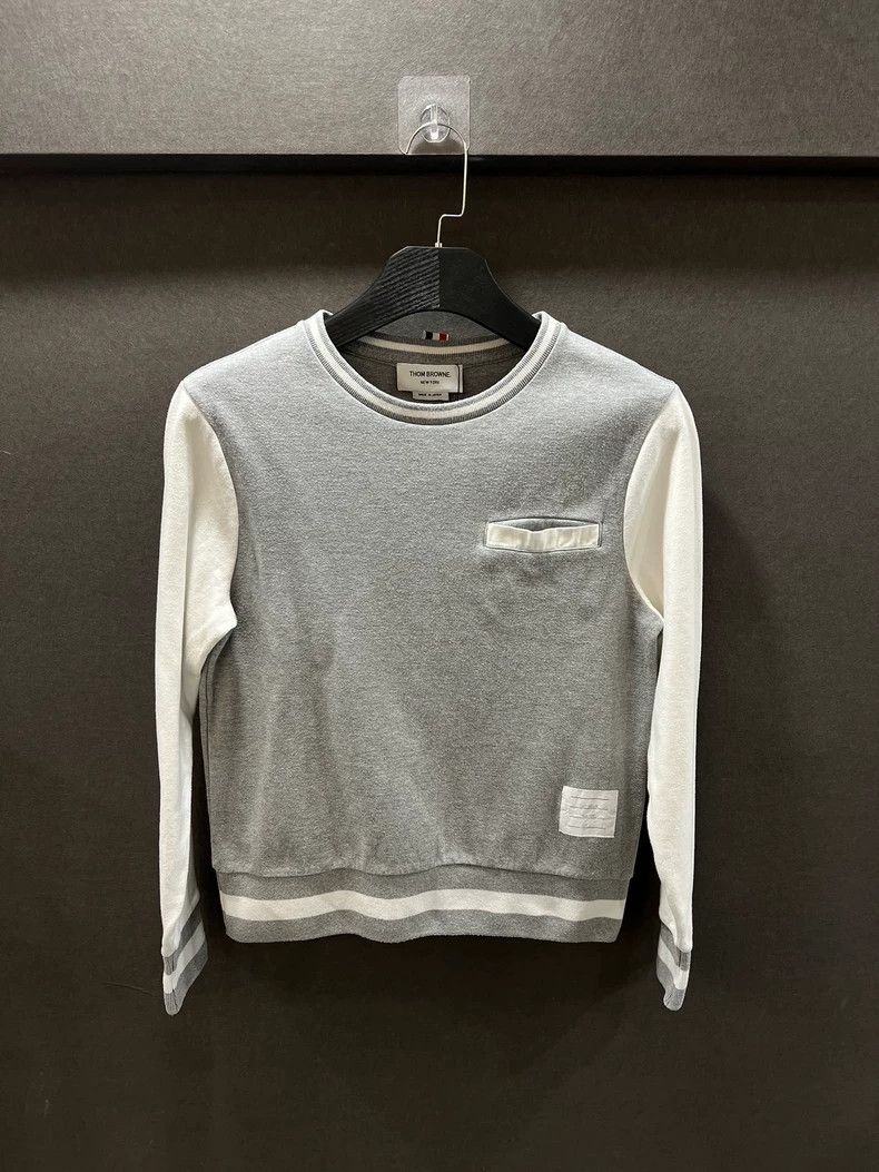 Thom Browne Thom Browne size0 Gray and white patchwork long sleeve hood Size US XS / EU 42 / 0 - 1 Thumbnail