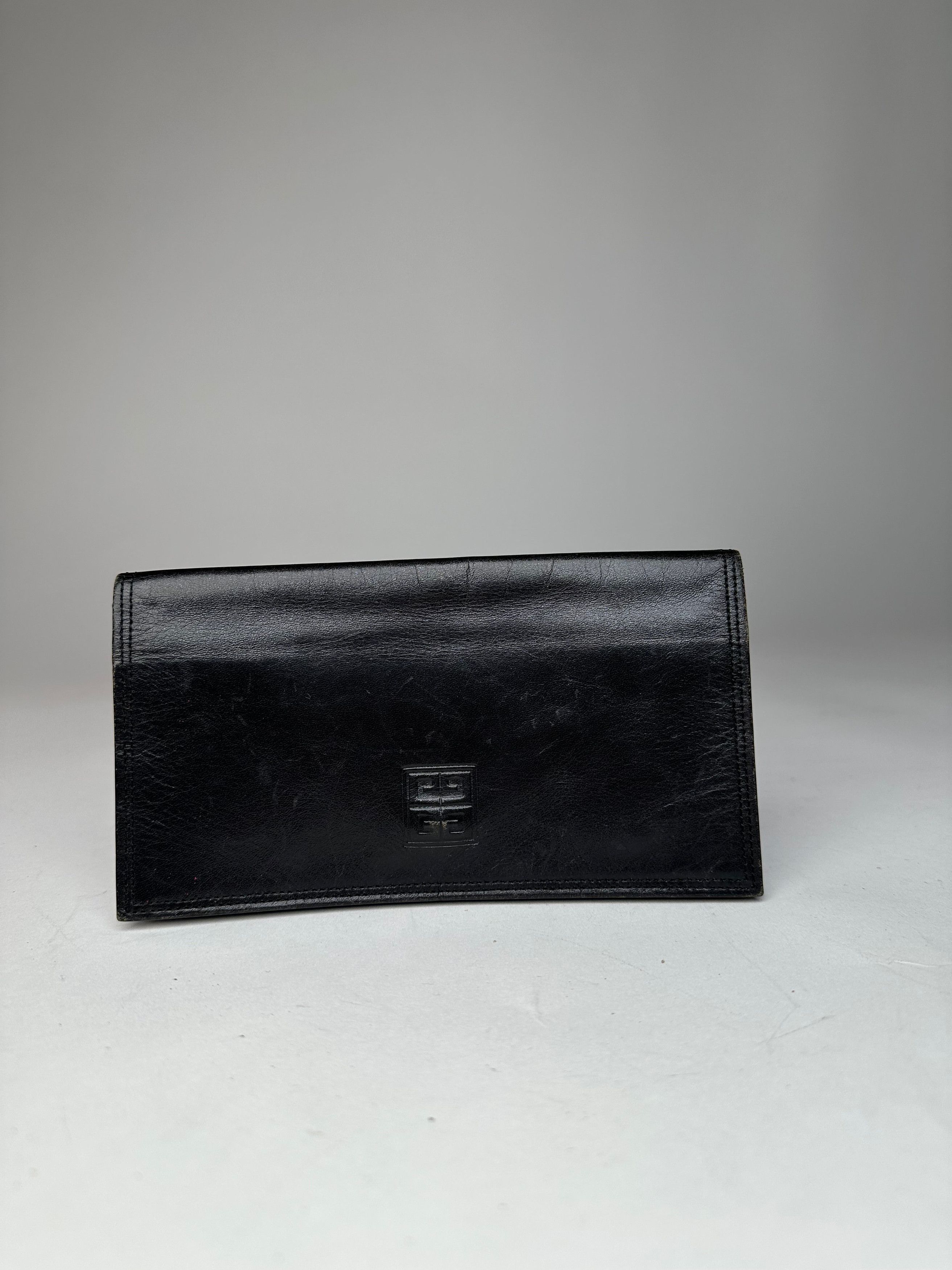 Givenchy Vintage Logo Leather Card Holder / Clutch Black Size ONE SIZE - 1 Thumbnail
