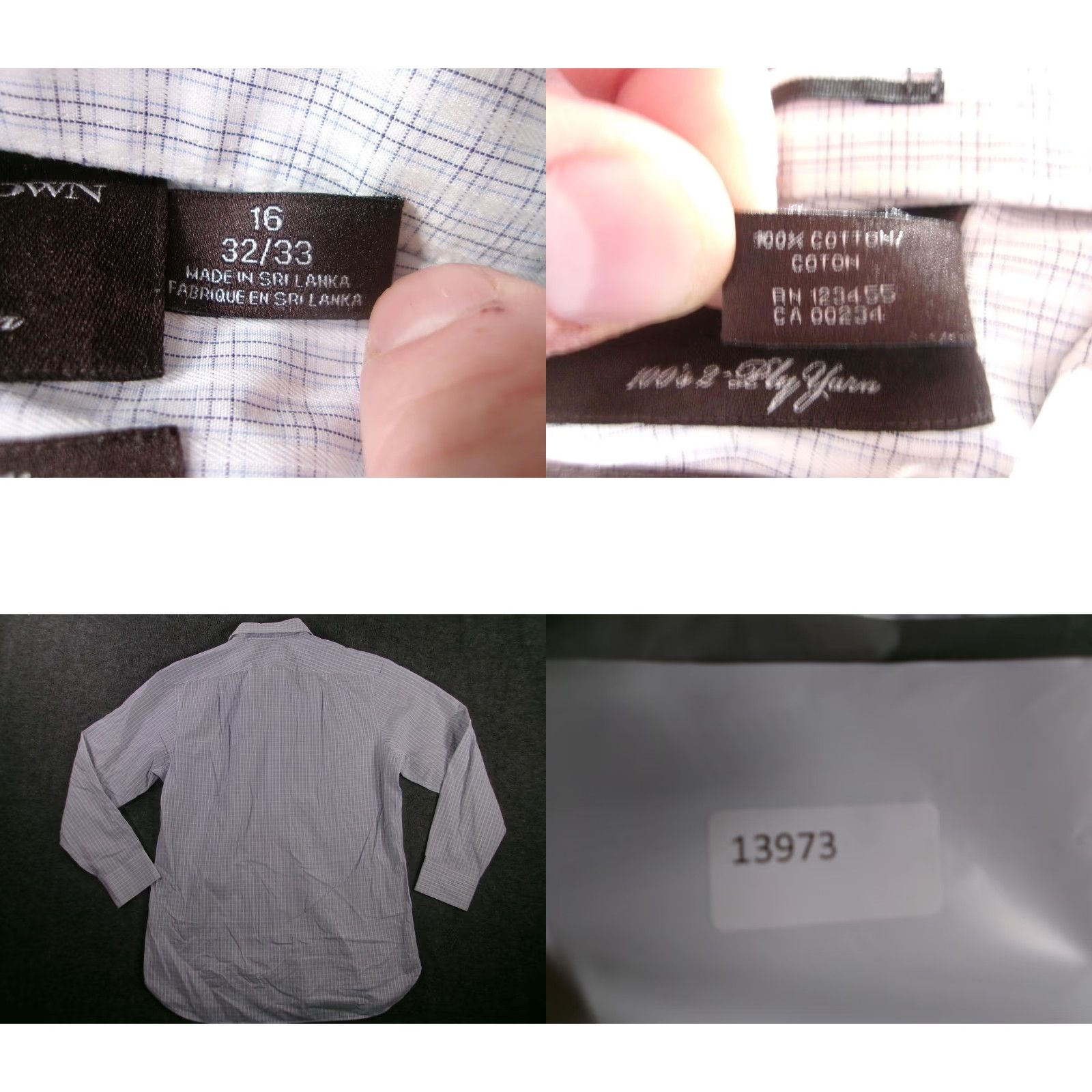 Vintage Black Brown 1826 Dress Shirt Men Long Sleeve Light Blue Plaid Non-Iron Business Professional 16 Size US L / EU 52-54 / 3 - 8 Thumbnail
