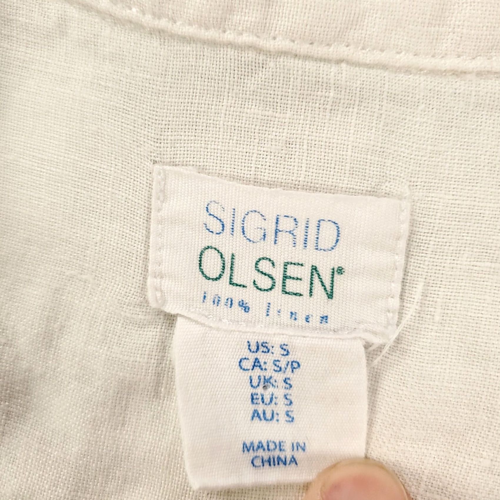 Vintage Sigrid Olsen Linen Top Womens Size Small Light Blue White V Neck Popover Tunic Blouse Shirt Size S / US 4 / IT 40 - 4 Thumbnail
