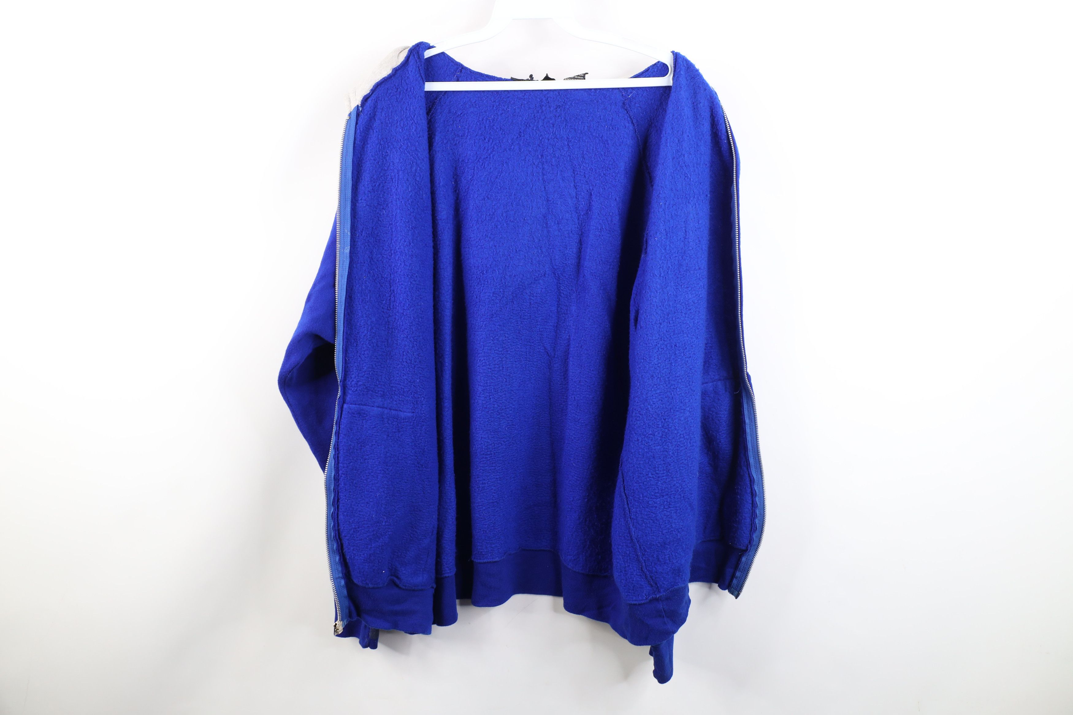 Vintage Vintage 70s Streetwear Blank Full Zip Hoodie Sweatshirt Blue Size US XL / EU 56 / 4 - 12 Thumbnail