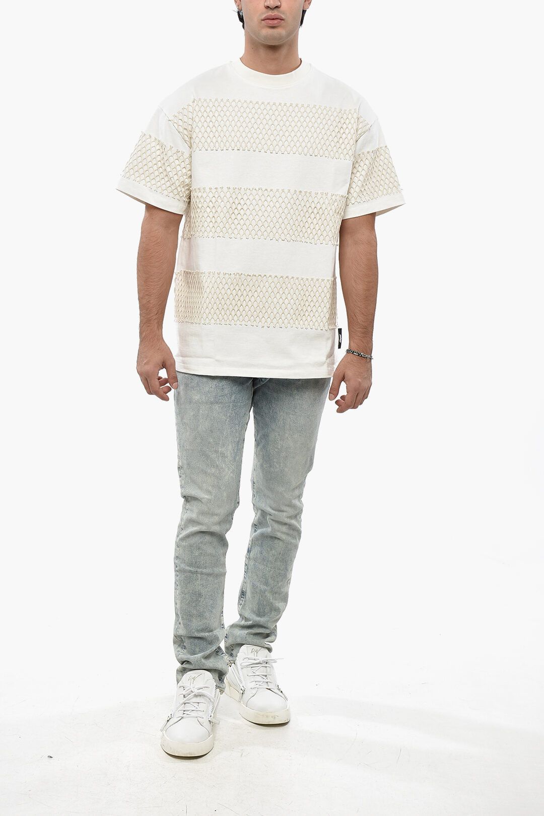 MSGM og1mm1125 Crewneck Cotton Jersey T-Shirt in White Size US M / EU 48-50 / 2 - 4 Thumbnail
