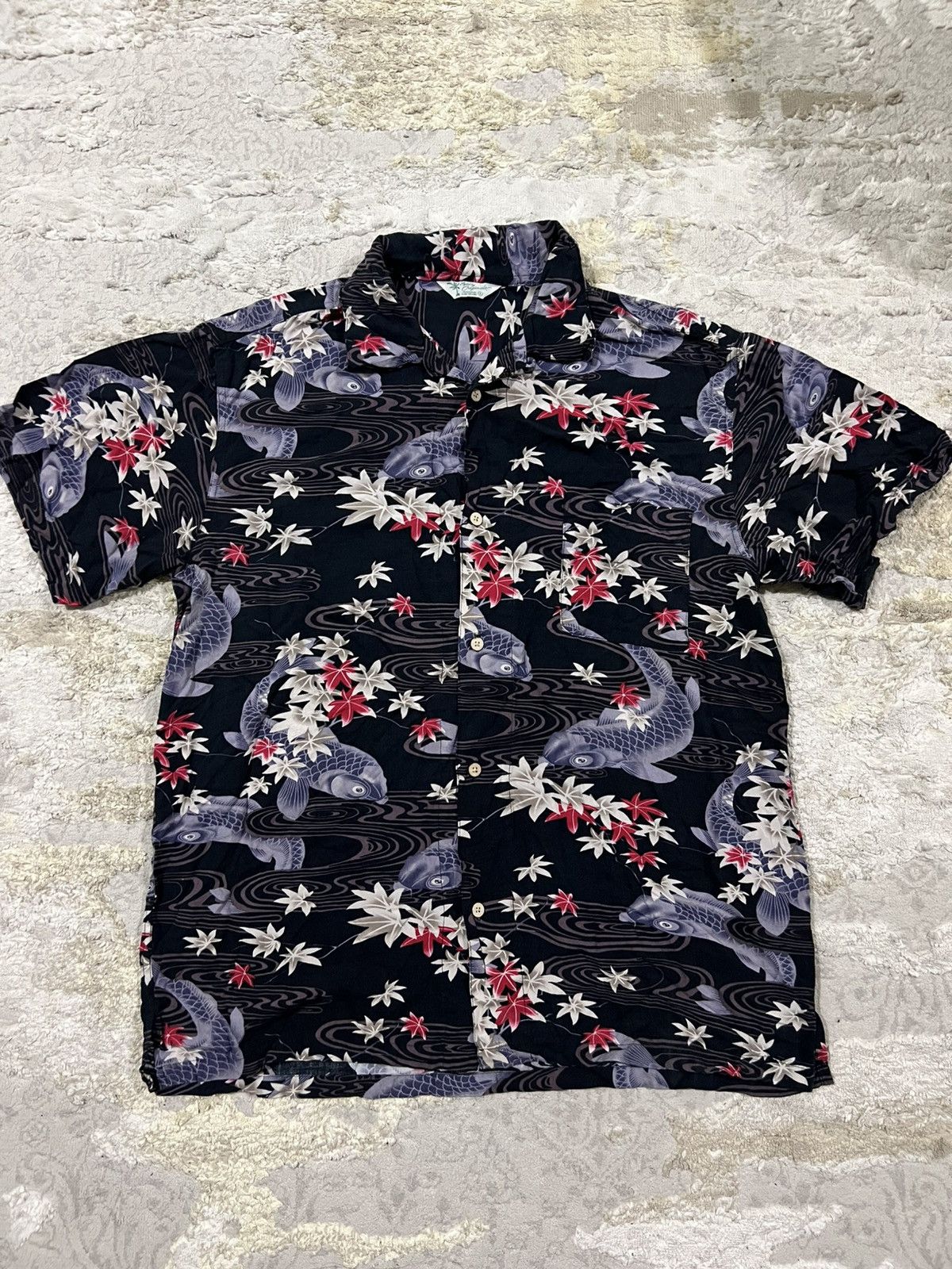 Sun Surf Vintage Japanese Koi Fish & Maple Leaf Rayon Hawaiian Shirt Size US XL / EU 56 / 4 - 2 Thumbnail