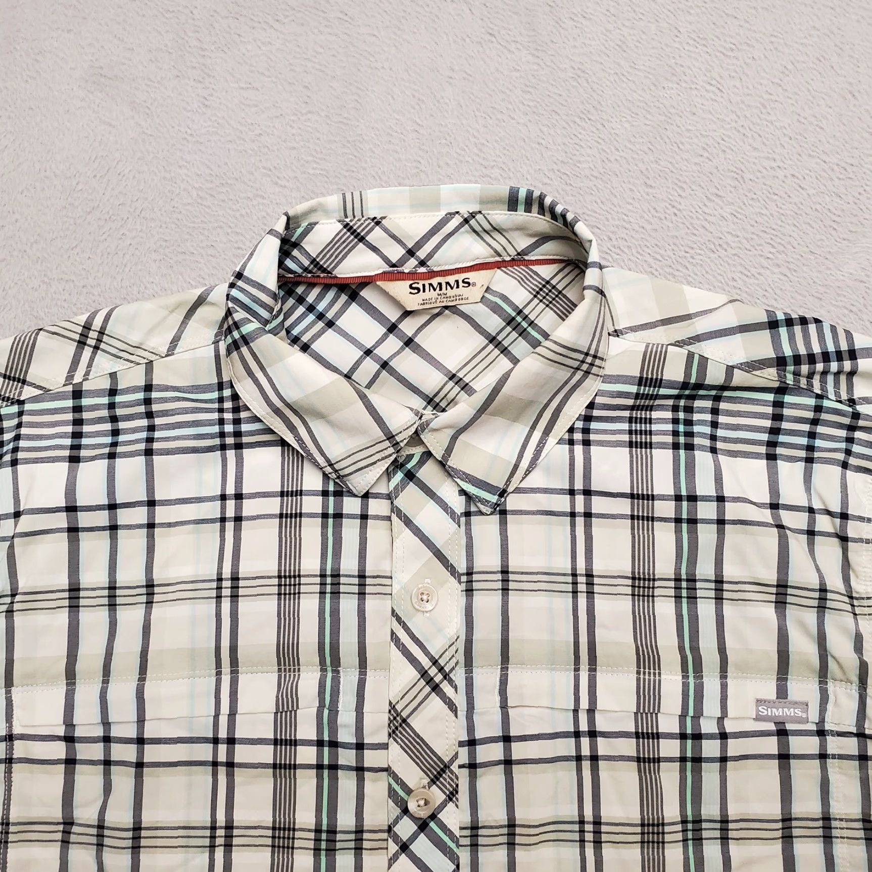 Vintage Simms Shirt Mens L Beige Plaid Nylon Spandex Vented Performance Breathable Moisture Wicking Pockets Casual Button-Up Size US L / EU 52-54 / 3 - 2 Thumbnail