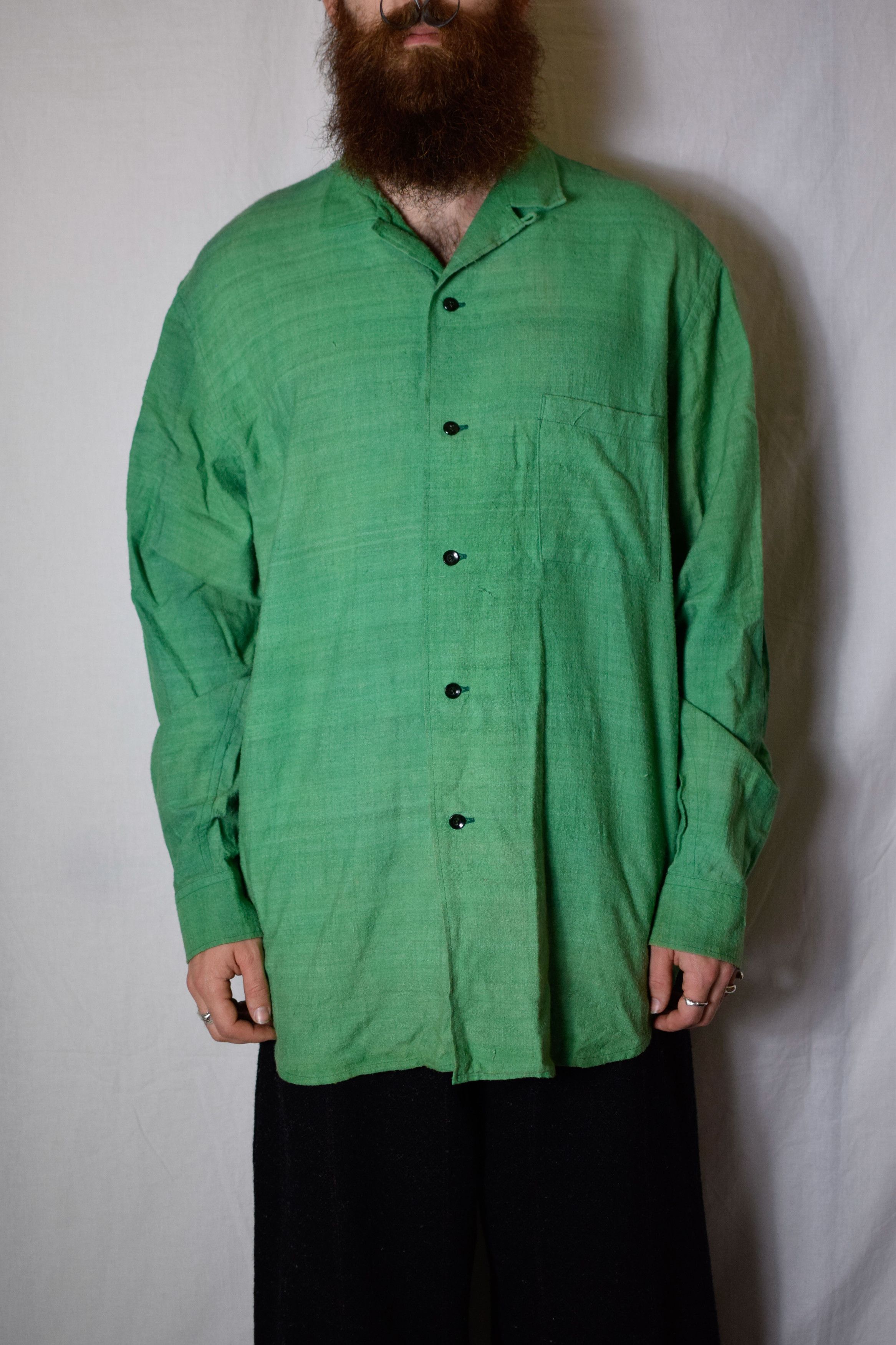 Yohji Yamamoto YYPH AW93 Green Silk Shirt - HP-B02-308 Size US L / EU 52-54 / 3 - 1 Thumbnail