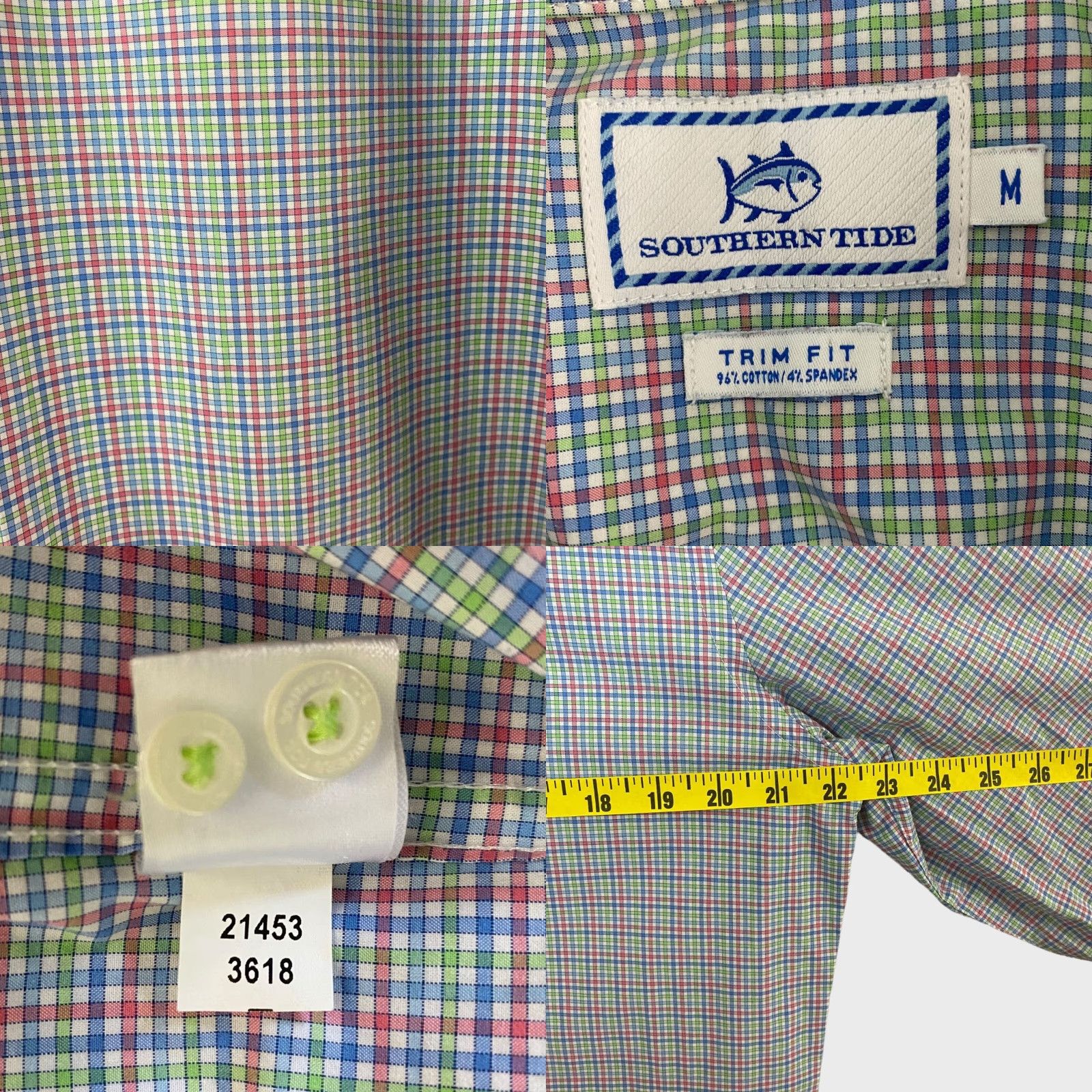 Southern Tide VINTAGE Southern Tide Button-Down Sport Shirt Trim Fit Men Medium Blue Micro Check Shirt Size US M / EU 48-50 / 2 - 8 Thumbnail
