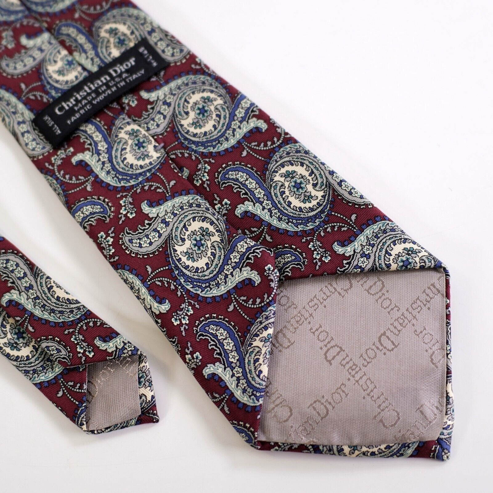 Dior Christian Dior Vintage Red Blue Paisley Print Silk Tie USA I Size ONE SIZE - 4 Thumbnail