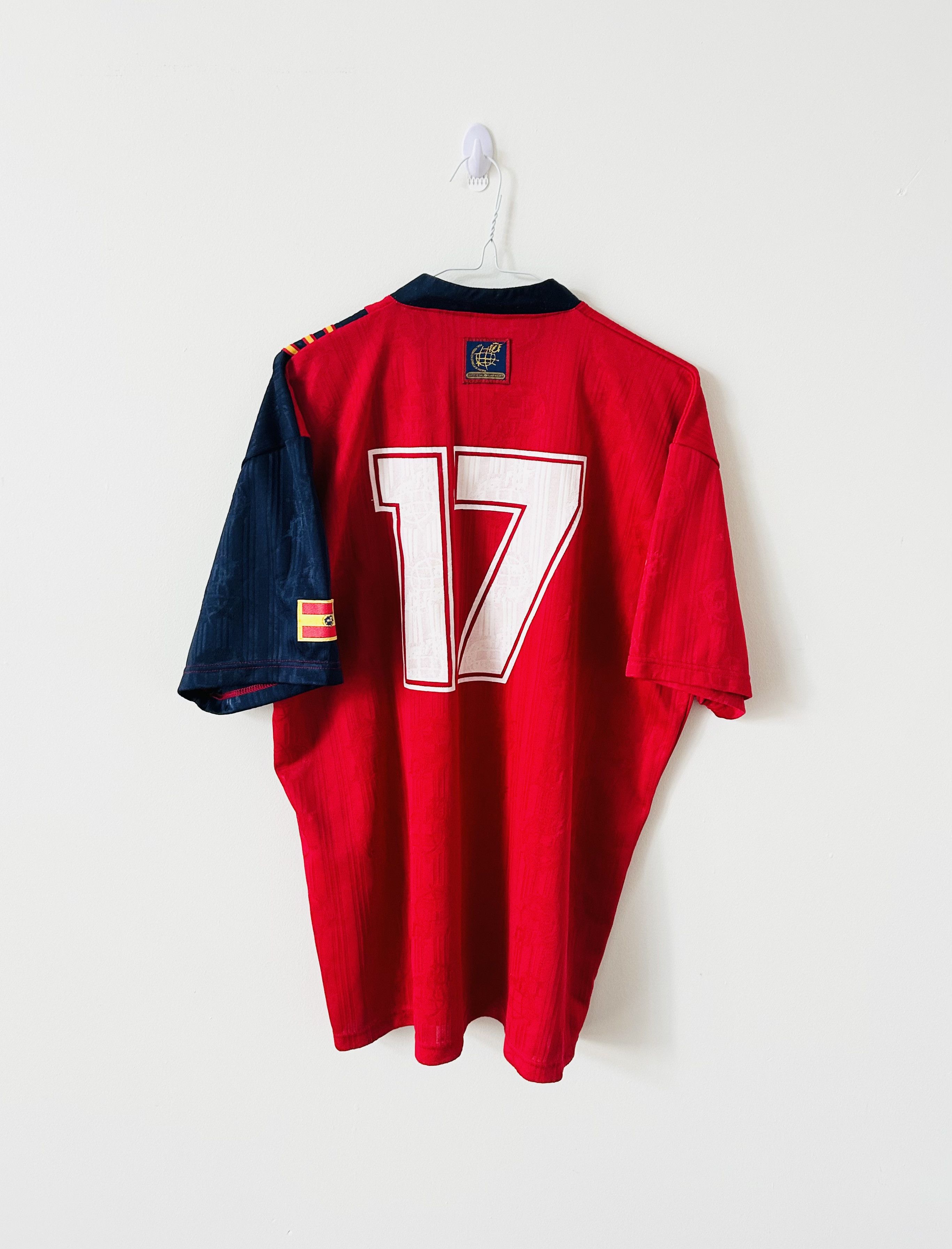Adidas × Vintage Spain 1996 home Match issue/worn jersey Size US L / EU 52-54 / 3 - 2 Thumbnail