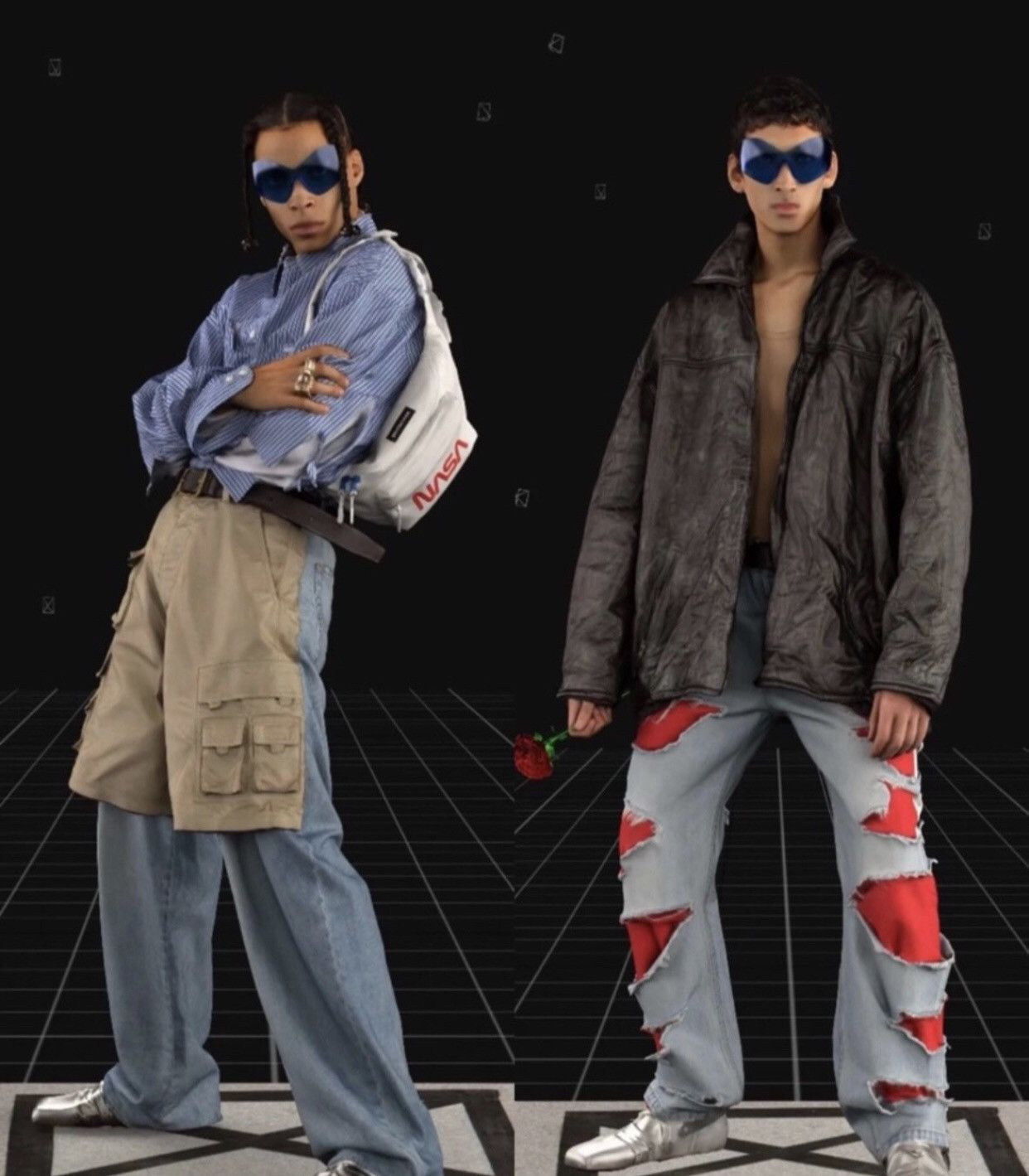 Balenciaga Balenciaga Tomorrow's World Show Double Denim Splicing Pants Size US 30 / EU 46 - 3 Thumbnail