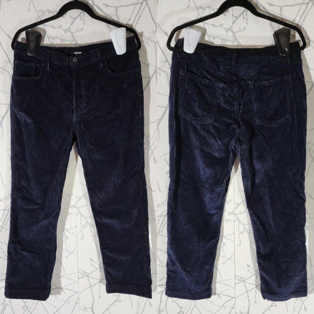 GRLFRND GRLFRND Helena Navy Corduroy High Rise Straight Leg Ankle P Size 31" - 2 Thumbnail