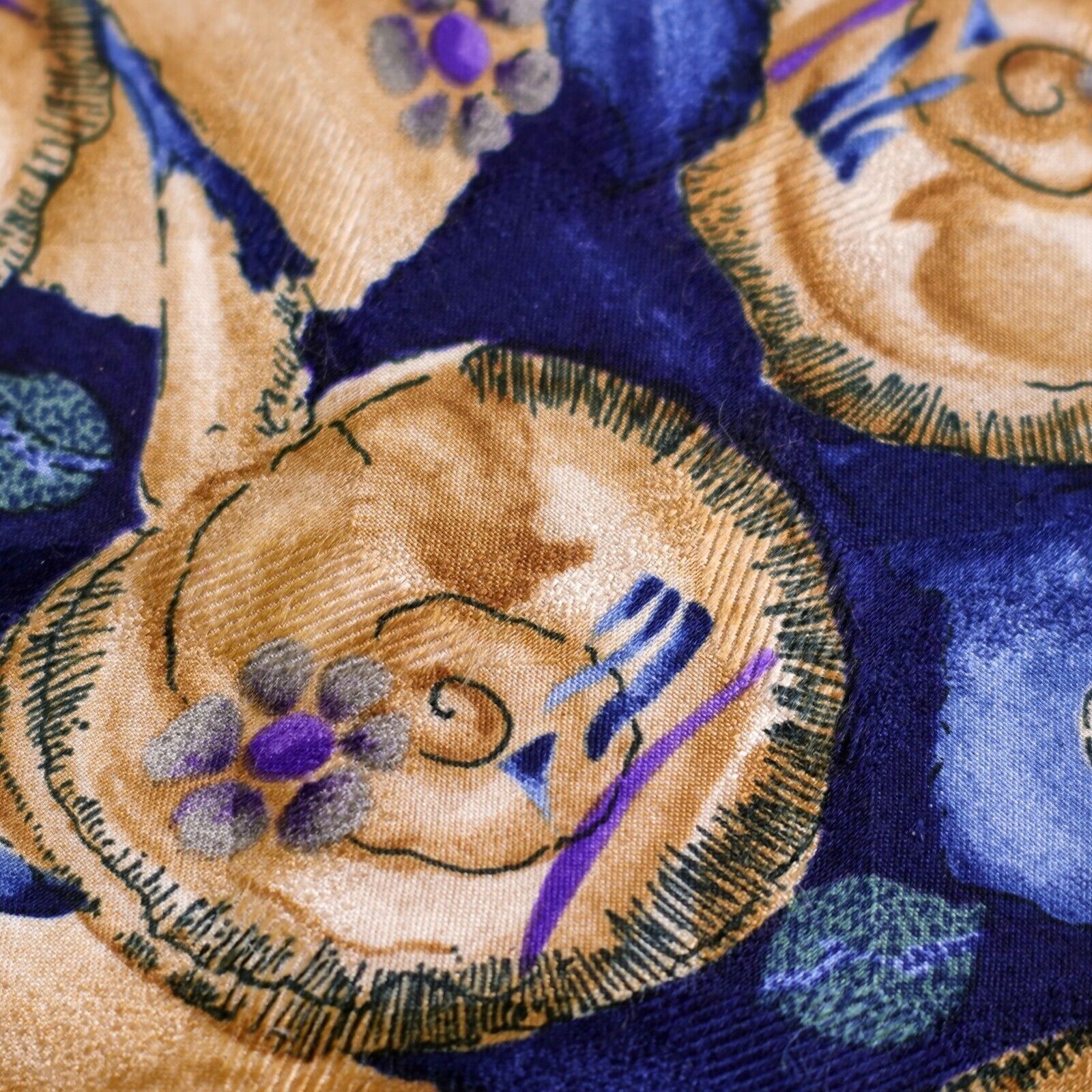 Grateful Dead J. Garcia Collector's Blue Tan Floral AbstractJacquard Print Size ONE SIZE - 2 Thumbnail