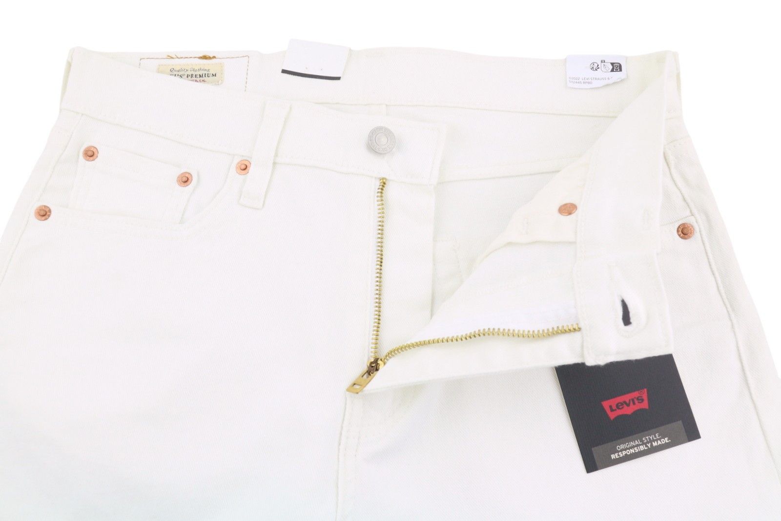 Levi's 512 W30/L32 White Big E Slim Taper Zip Jeans 87080 Size US 30 / EU 46 - 4 Thumbnail