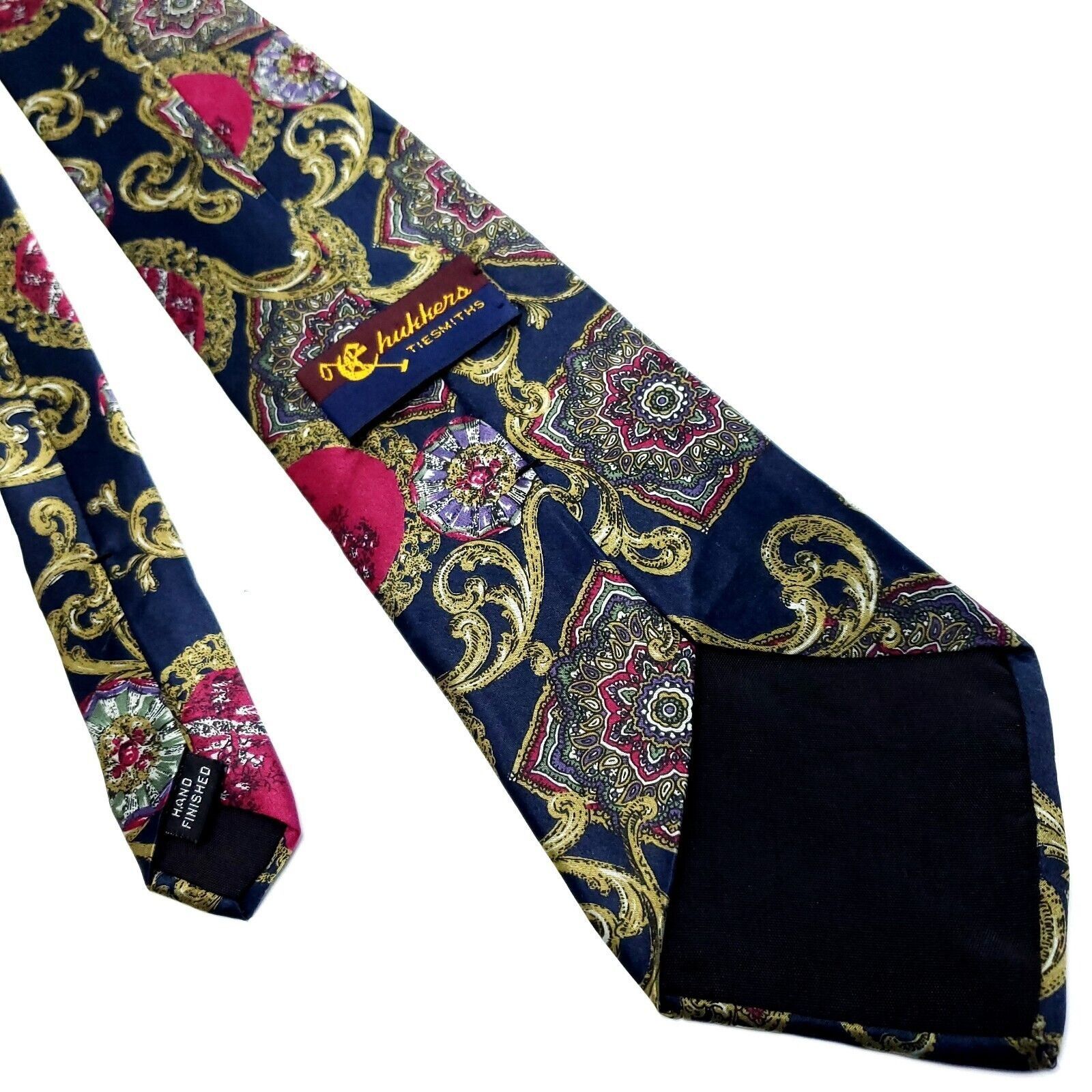 Vintage Chukkers Tiesmiths Silk Tie Red Floral Short Wide Hand Finis Size ONE SIZE - 3 Thumbnail