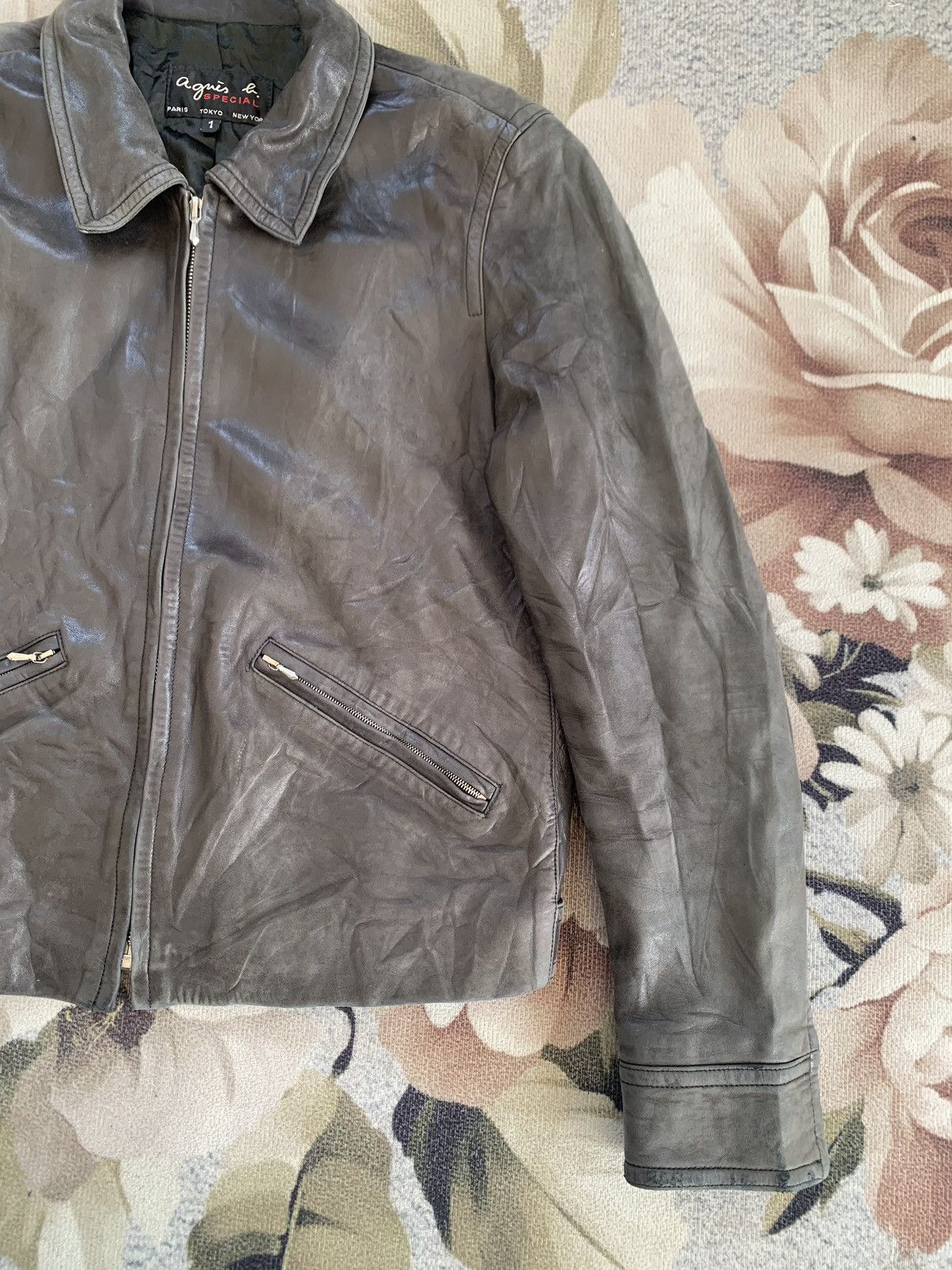 agnes b. Sun Faded Agnes B Special Leather Jacket Riri Zipper Size S / US 4 / IT 40 - 4 Thumbnail