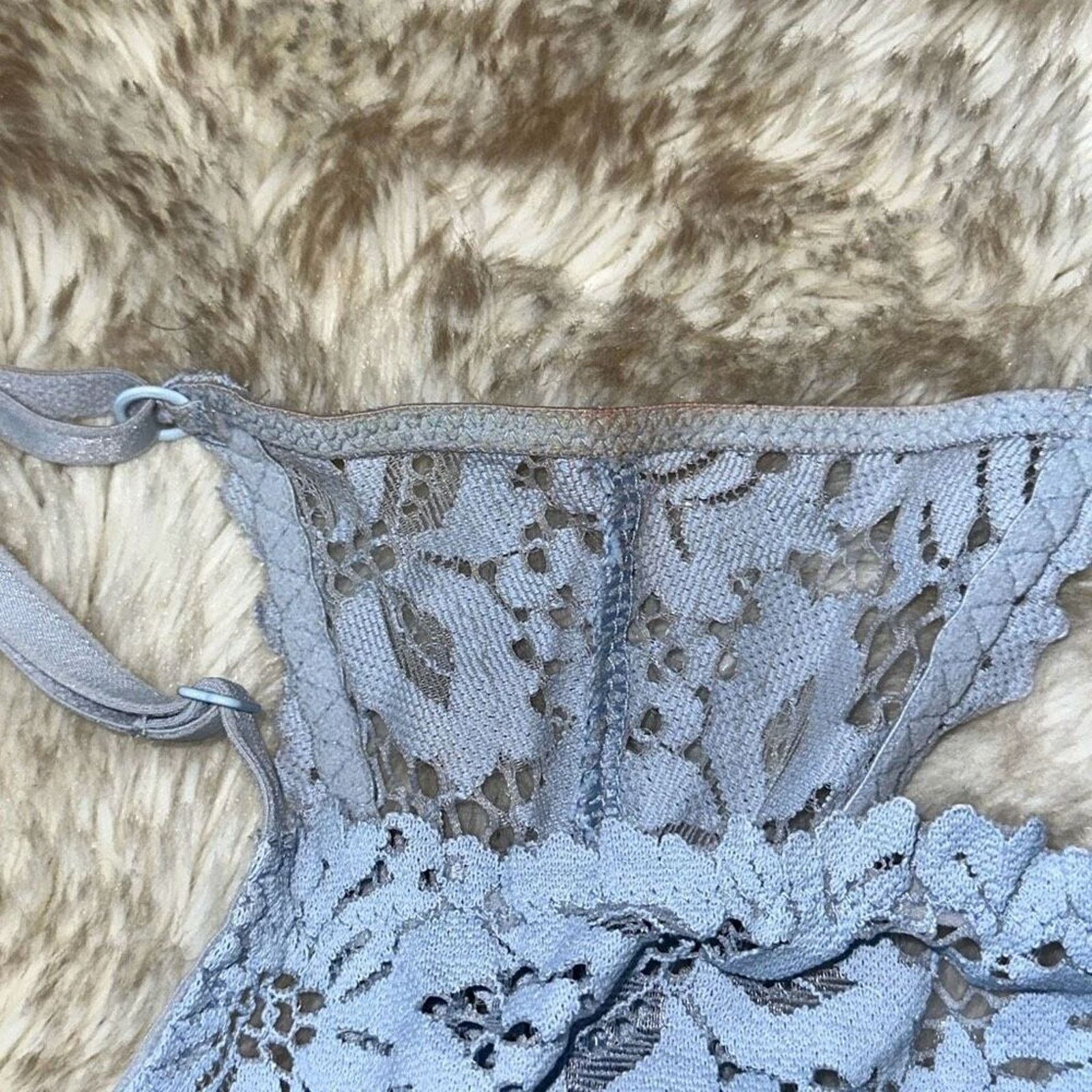 Other Aerie Light Blue Lace High Neck Racerback Bralette | Sz M Size ONE SIZE - 3 Thumbnail