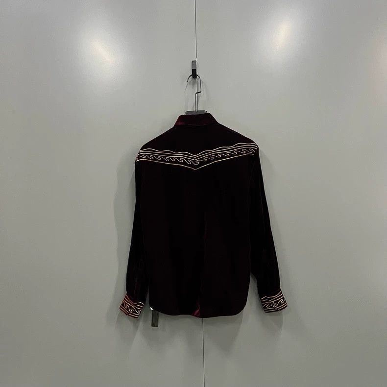 Saint Laurent Paris Saint Laurent Paris size 36 Burgundy Velvet Embroidered Sh Size US M / EU 48-50 / 2 - 2 Thumbnail