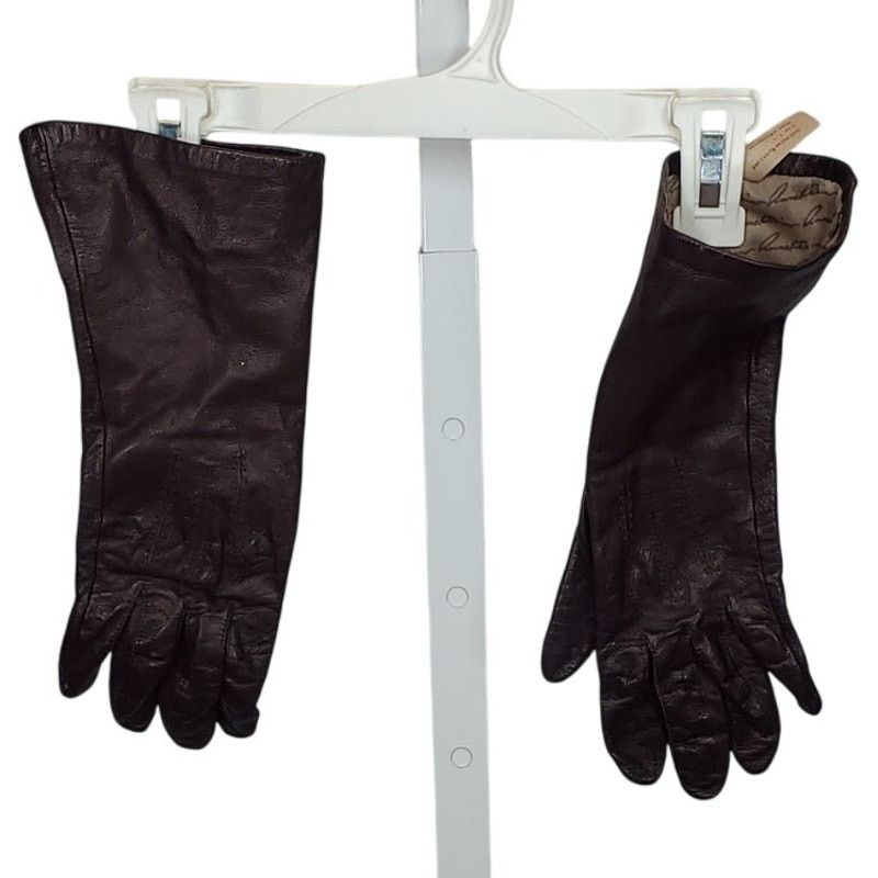 Anne Klein Anne Klein Brown Genuine Leather Gloves Fully Lined Size 7.5 Size ONE SIZE - 1 Thumbnail