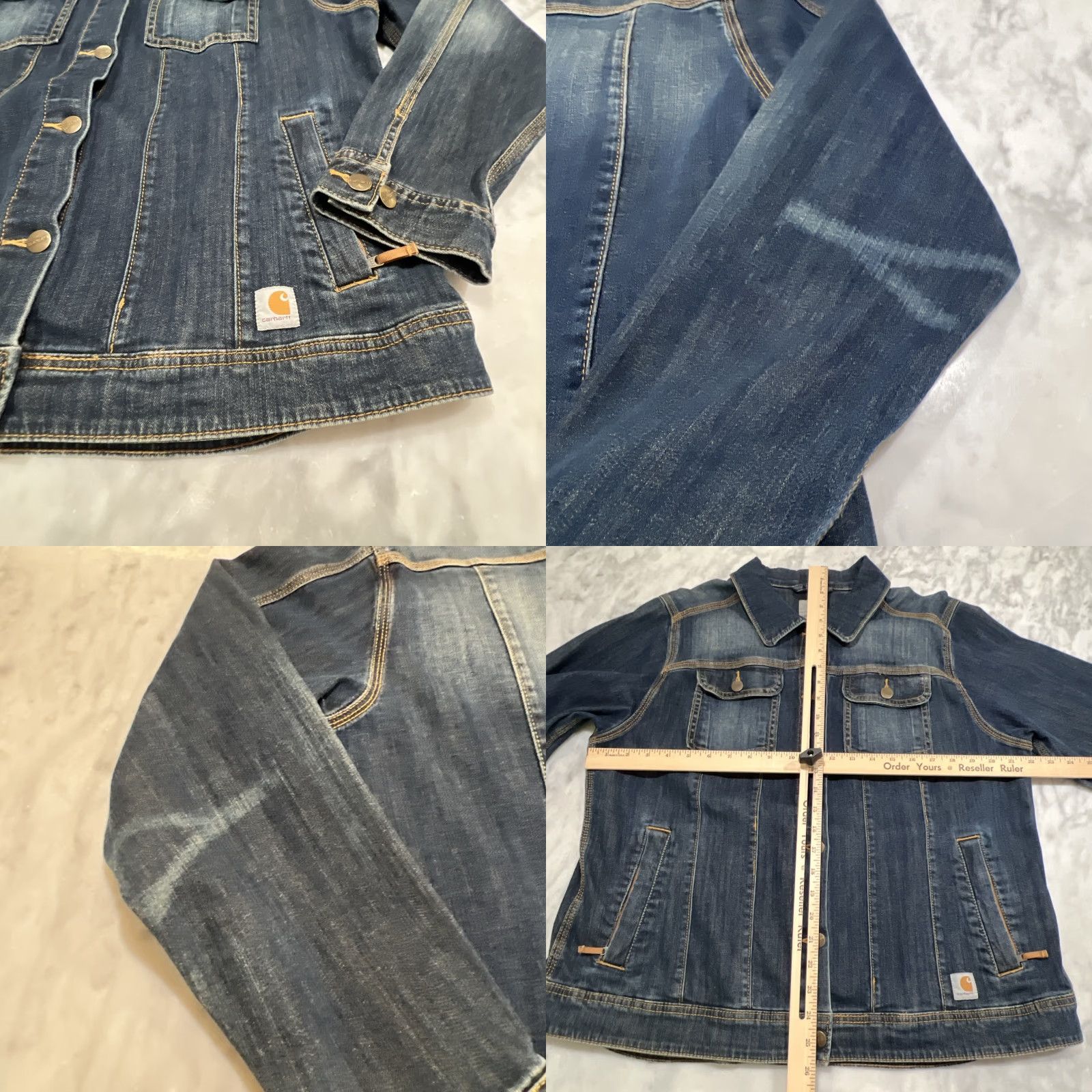 Carhartt Carhartt Denim Trucker Jacket Women’s XL 16-18 Button Up Zip Pockets Stretch Blended Cotton Denim Blue Vintage No N/A Size XL / US 12-14 / IT 48-50 - 8 Thumbnail