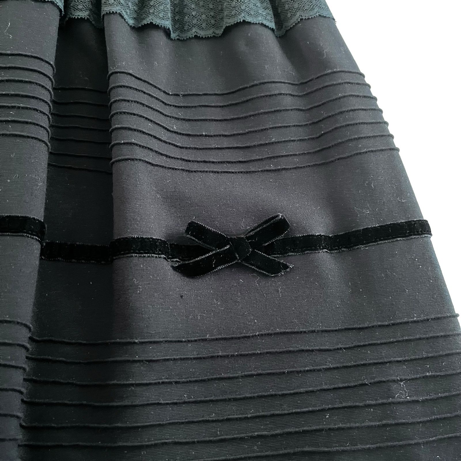 RED Valentino Red Valentino Black Lace Velvet Trim Knee Length Dress Size L / US 10 / IT 46 - 6 Thumbnail