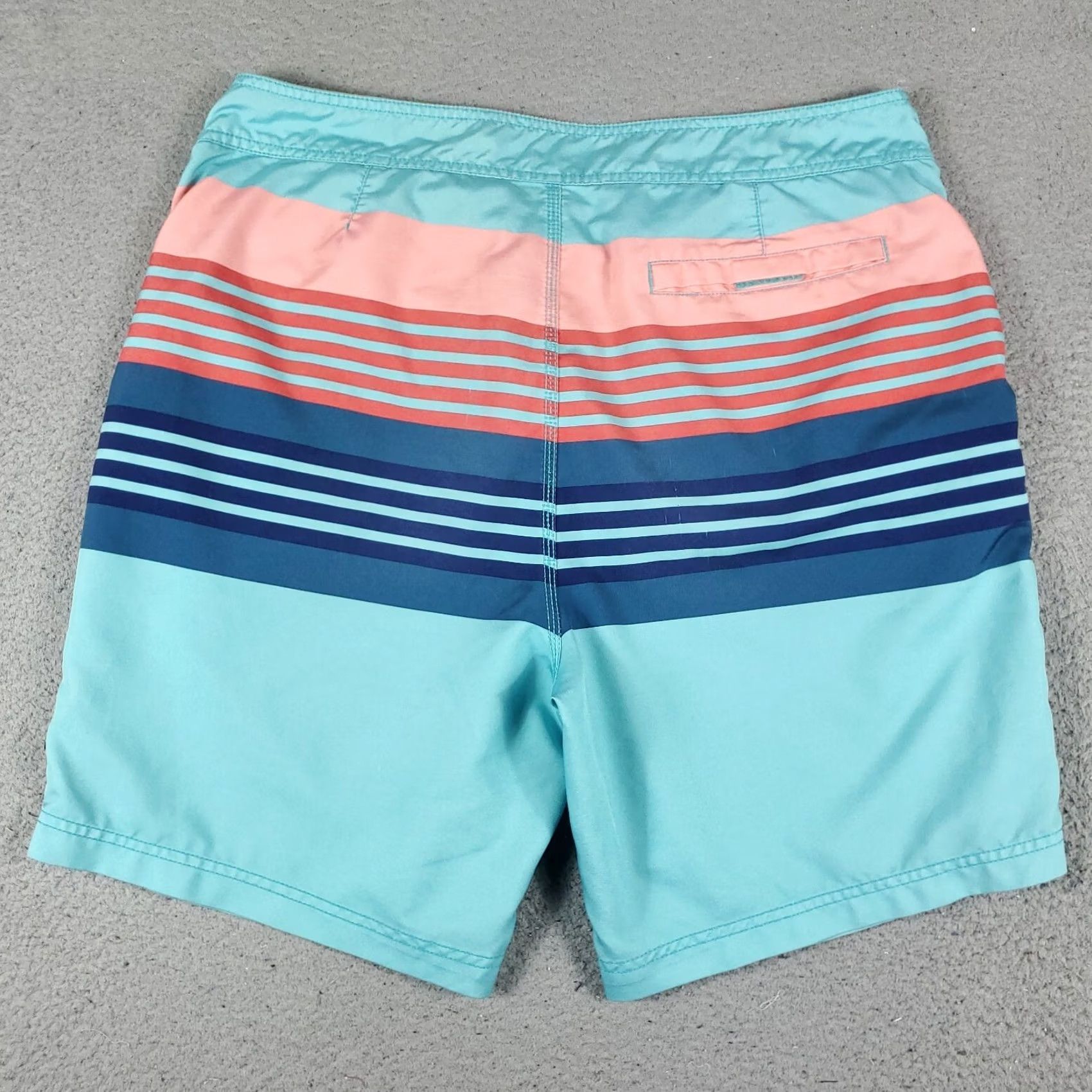 Nautica VINTAGE Nautica Mens 36 Blue Striped Tropical Beach Surf Board Swim Trunks Aloha Hawaiian Beach Size US 36 / EU 52 - 7 Thumbnail