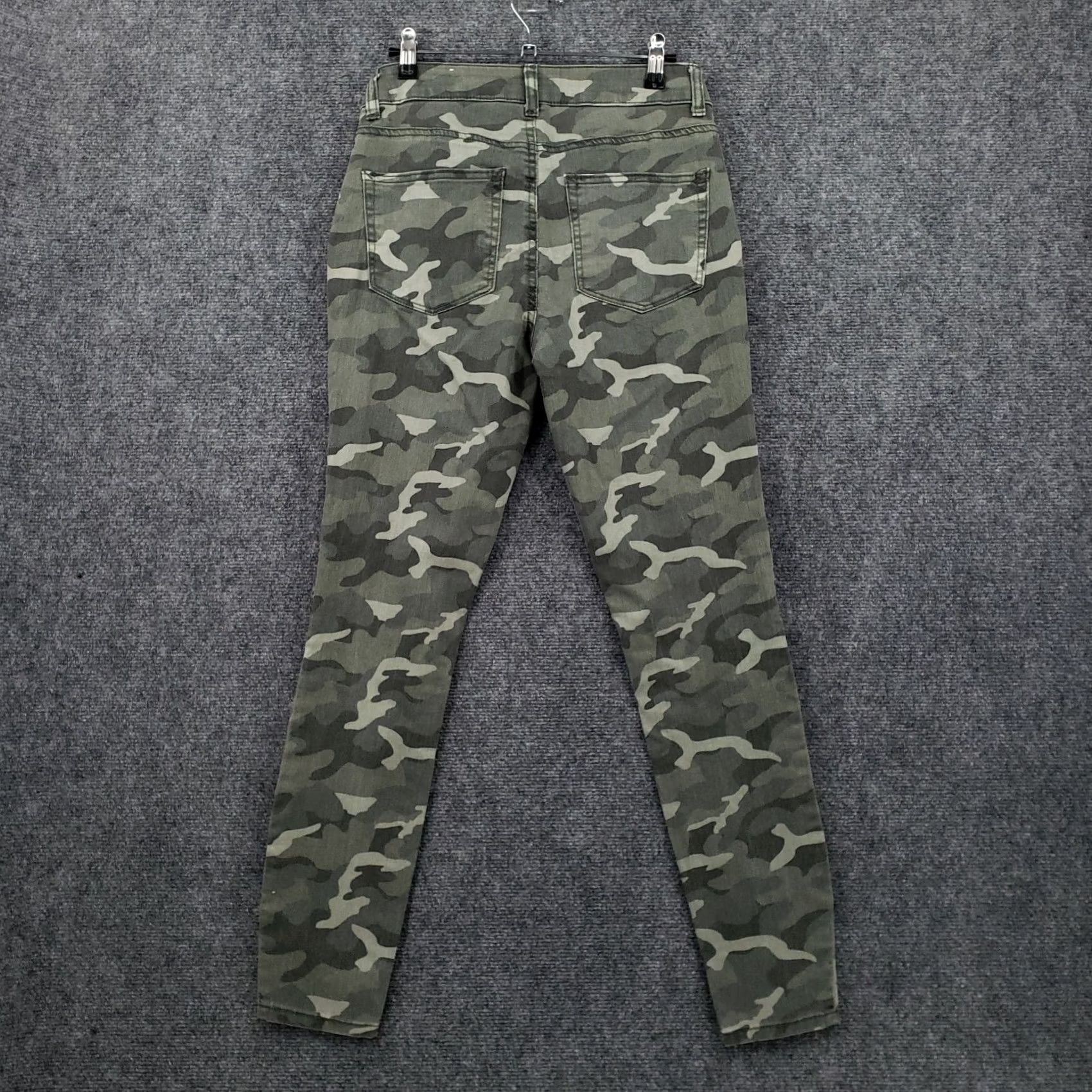 Vintage Maurices Jeans Womens S Small Mid-Rise Skinny Camouflage Green Denim Stretch Pockets 5-Pocket Regular Fit Jeans Mens? Size 28" / US 6 / IT 42 - 2 Thumbnail