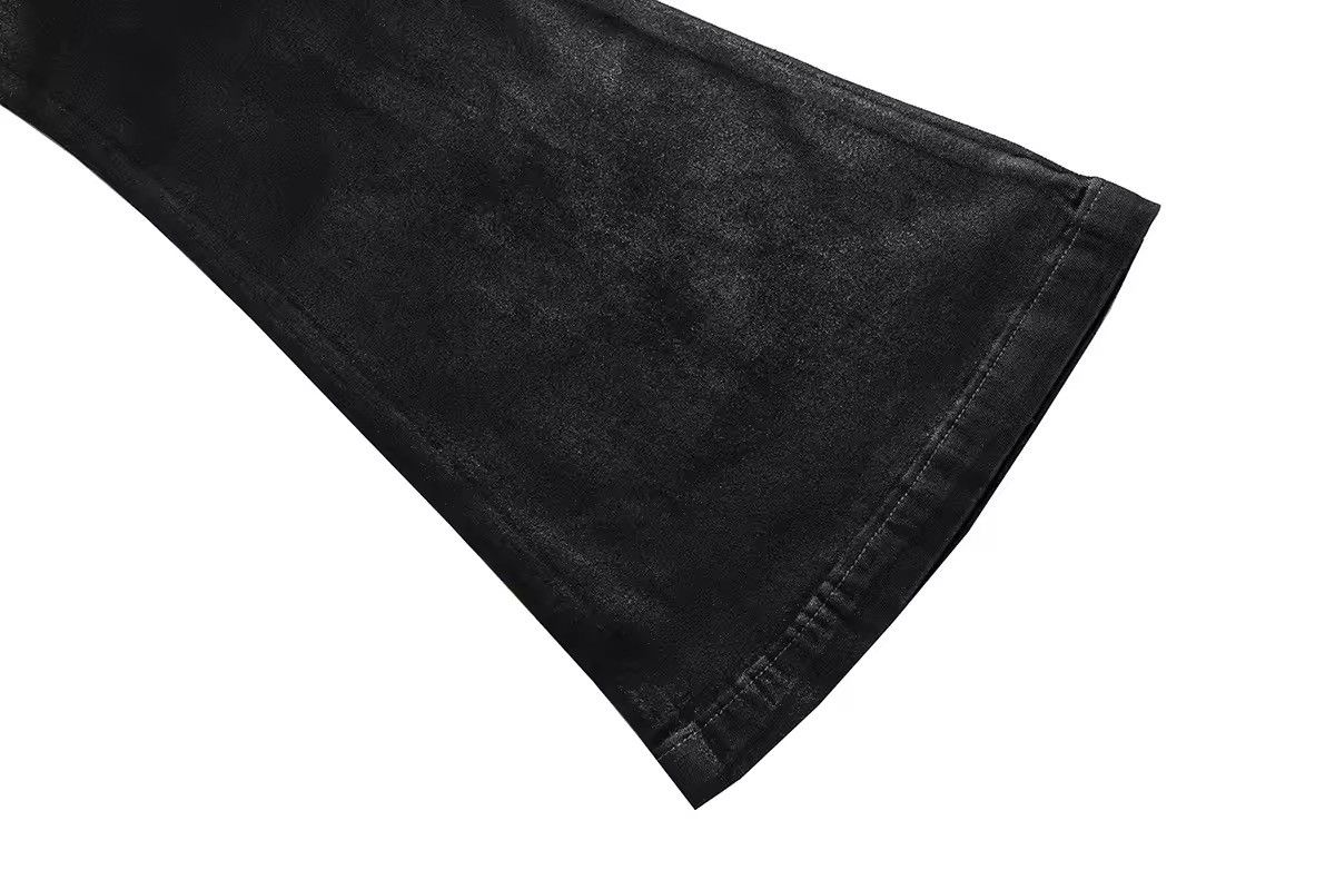 Japanese Brand × Jean Coated Stretch Black Flare Baggy Leather Trousers Size US 28 / EU 44 - 9 Thumbnail