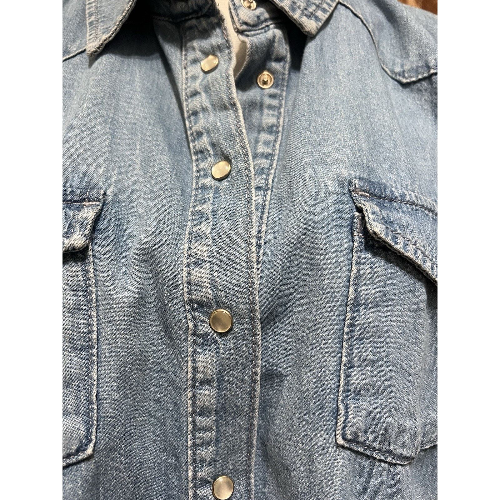 Topshop Moto Top Shop Women’s Sz 12 Snap Denim Rodeo Western 🤠 NWT Size XL / US 12-14 / IT 48-50 - 3 Thumbnail