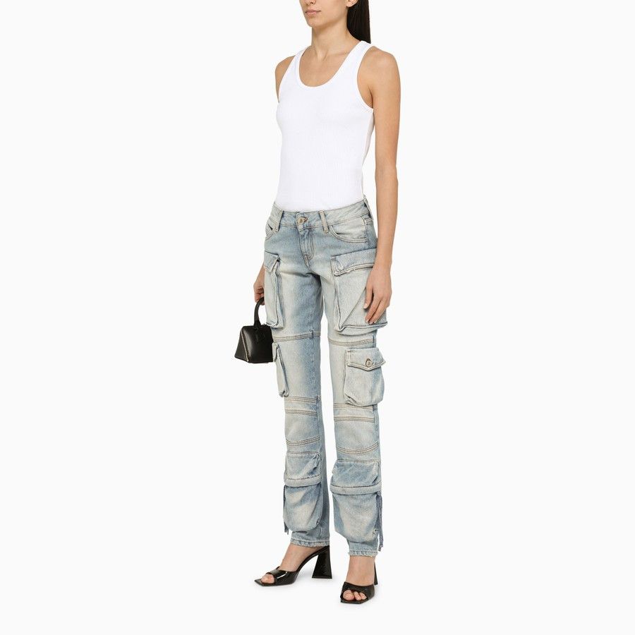 The Attico o1d2blof1024 Slim Cargo Jeans in Light Blue Size 24" / US 00 / IT 34 - 2 Thumbnail