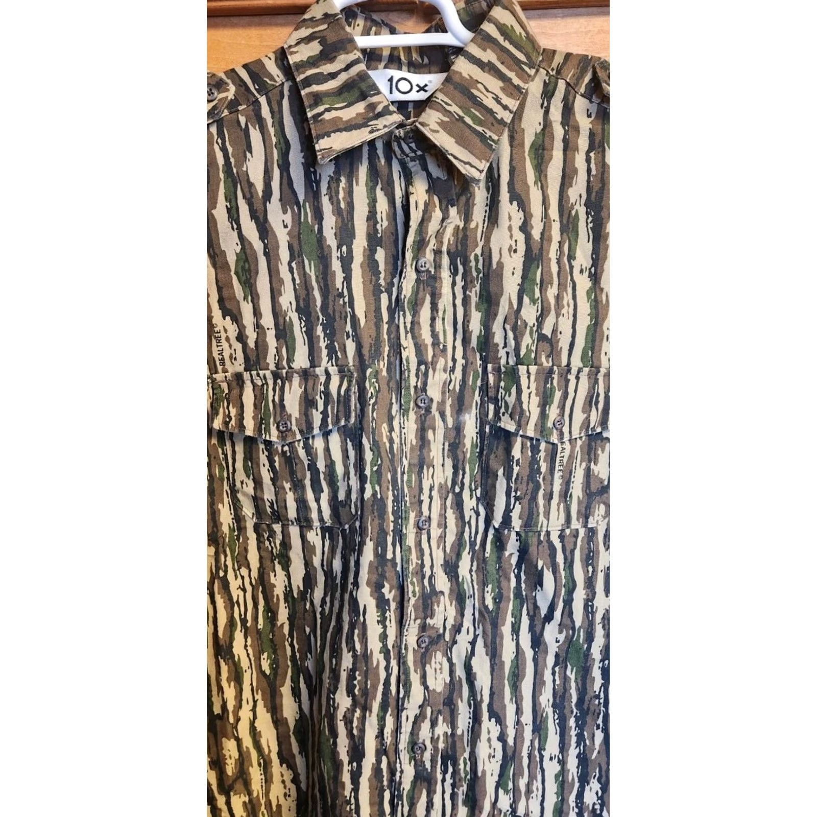 Realtree 10X Realtree Shirt Mens L Tall Tree Bark Camo Button Up Hunting USA Made Vintage Size US L / EU 52-54 / 3 - 7 Thumbnail