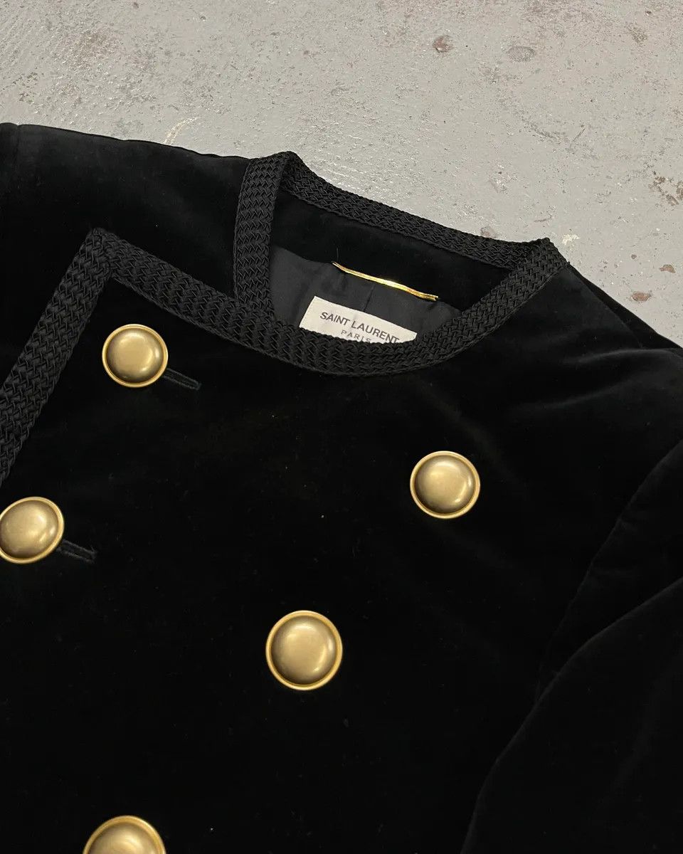 Saint Laurent Paris AW2016 Saint Laurent Officer Gold Buttons Black Velvet Jacket Size M / US 6-8 / IT 42-44 - 5 Thumbnail